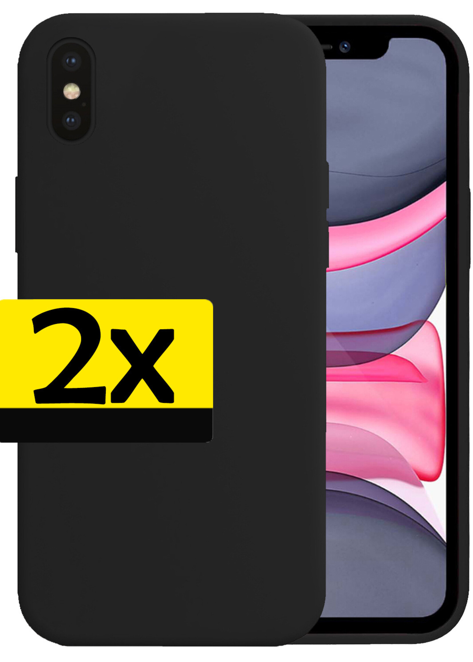 LUQ Hoesje Geschikt voor iPhone Xs Max Hoesje Siliconen Case - Hoes Geschikt voor iPhone Xs Max Hoes Siliconen - Zwart - 2 Stuks