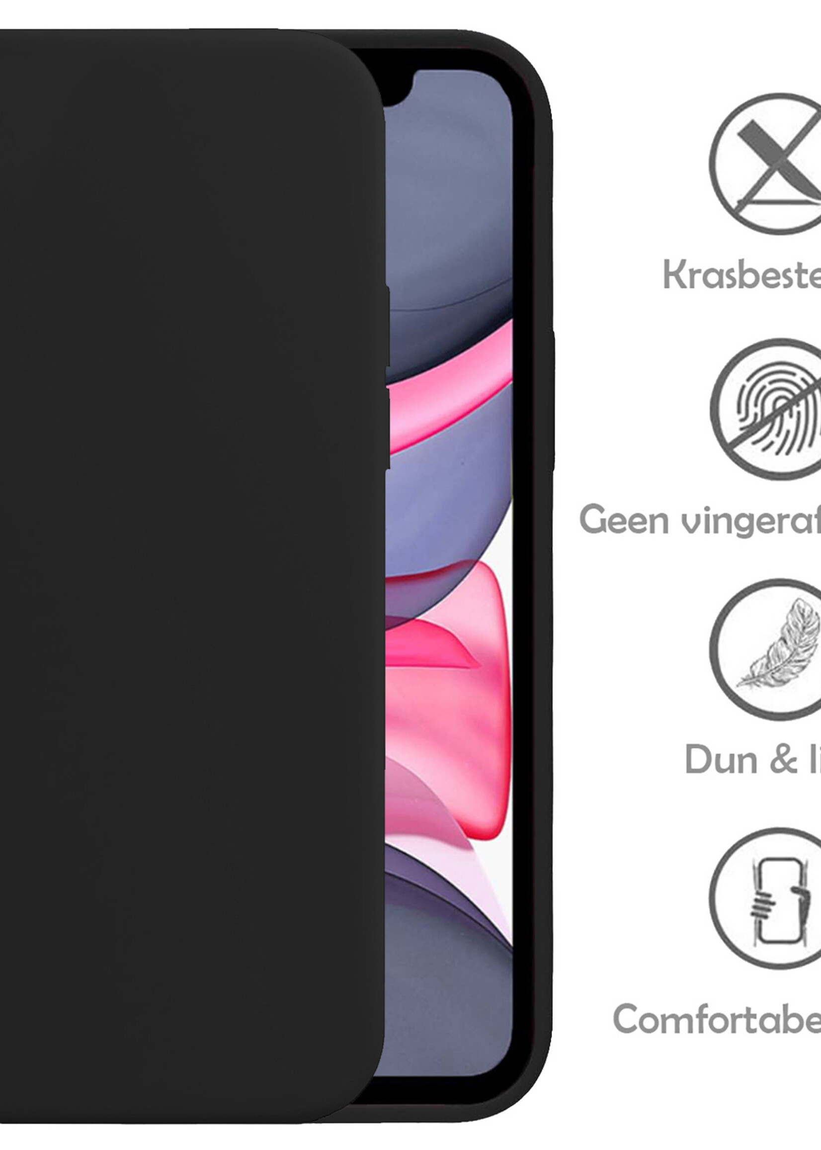 LUQ Hoesje Geschikt voor iPhone XR Hoesje Siliconen Case - Hoes Geschikt voor iPhone XR Hoes Siliconen - Zwart