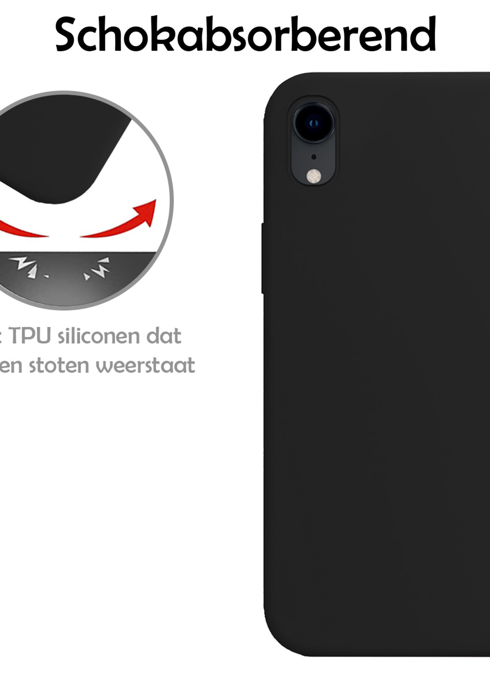 LUQ Hoesje Geschikt voor iPhone XR Hoesje Siliconen Case - Hoes Geschikt voor iPhone XR Hoes Siliconen - Zwart