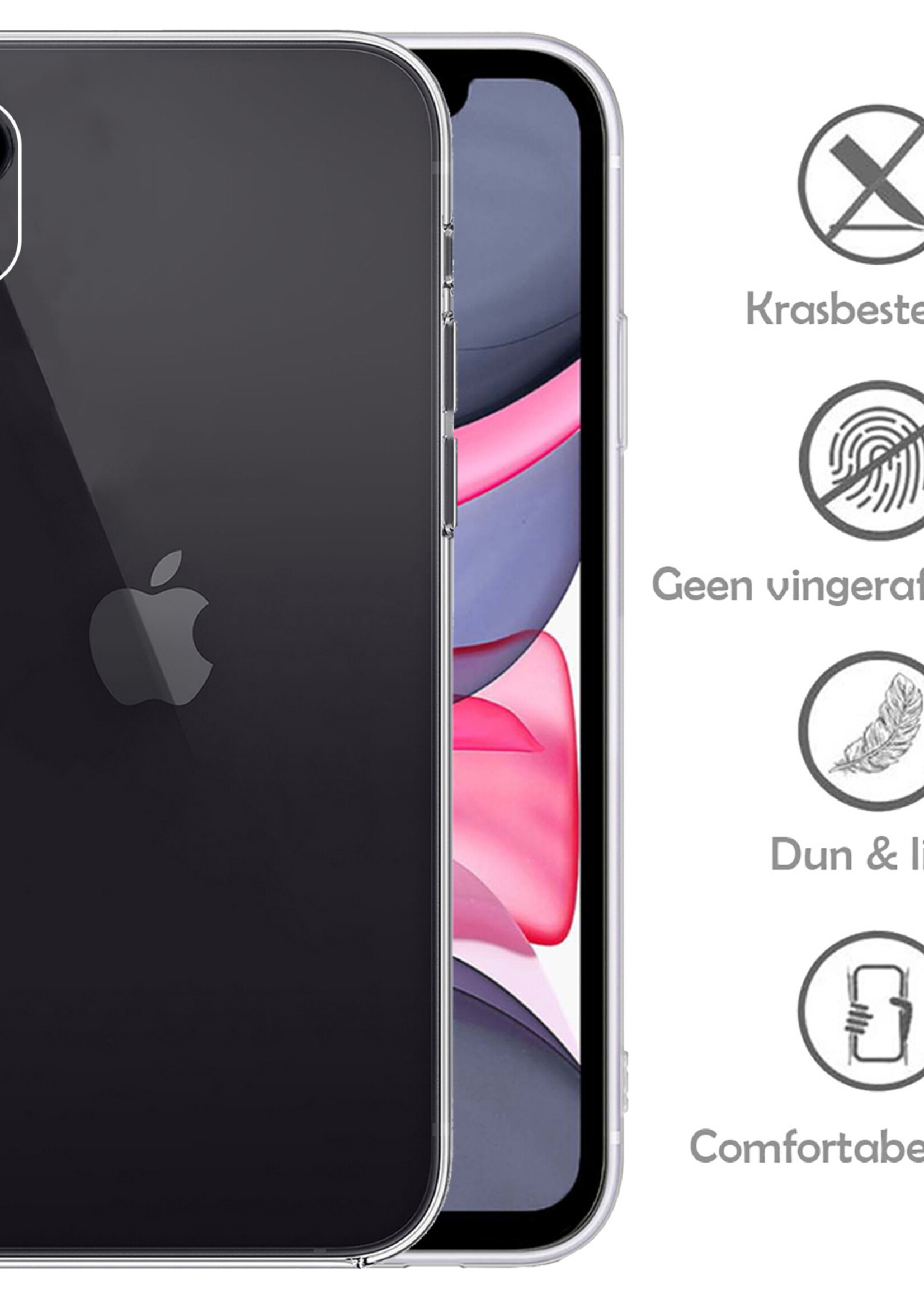 LUQ Hoesje Geschikt voor iPhone XR Hoesje Siliconen Case - Hoes Geschikt voor iPhone XR Hoes Siliconen - Transparant - 2 Stuks