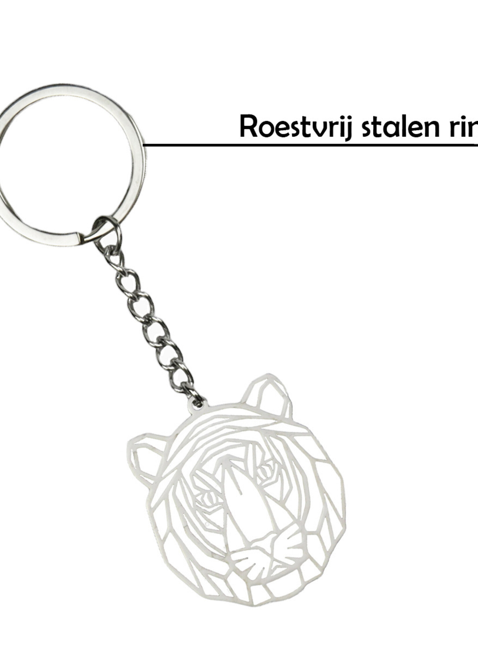 LUQ Sleutelhanger Geometrisch Metalen Sleutelhanger Patroon Sleutelhanger - Tijger