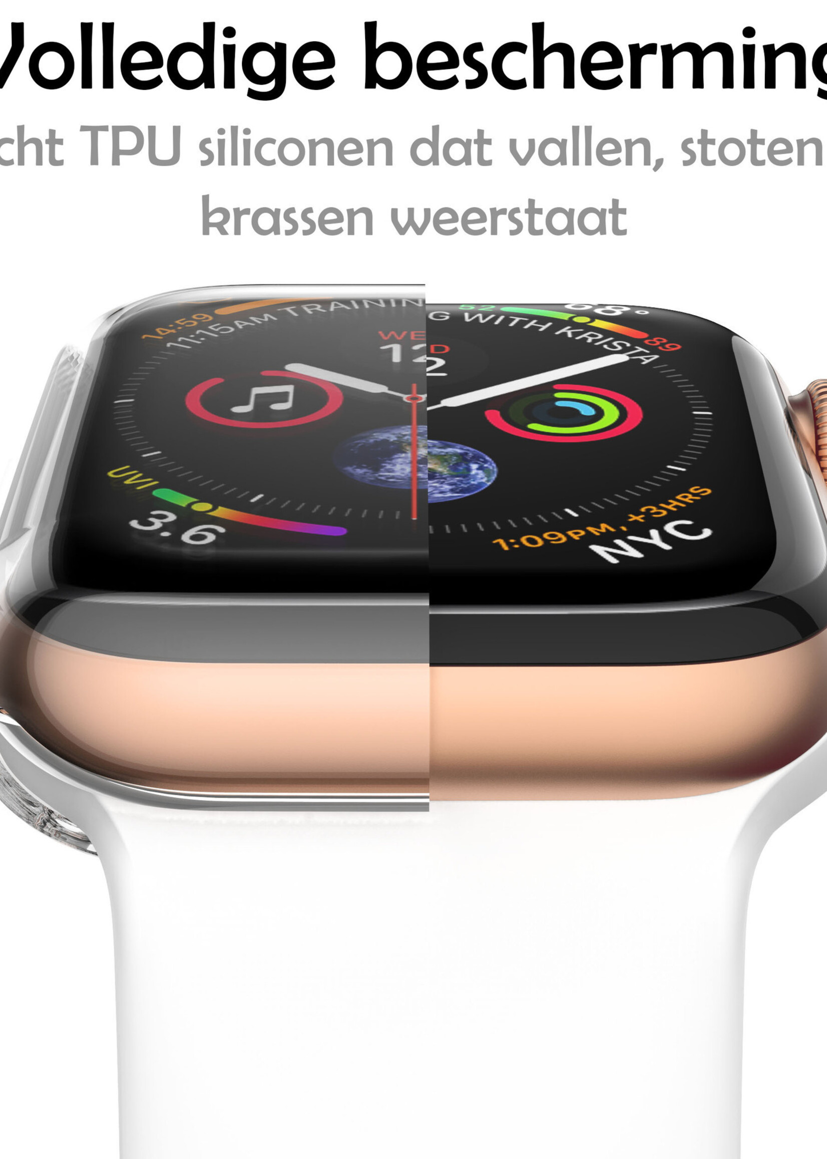 LUQ Siliconen Hoesje Geschikt voor Apple Watch Series 8 45 mm Hoes Case - Hoes Geschikt voor Apple Watch Series 8 45 mm Case - Transparant