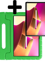 LUQ LUQ Lenovo Tab M10 Plus (3e generatie) Kinderhoes Met Screenprotector - Groen