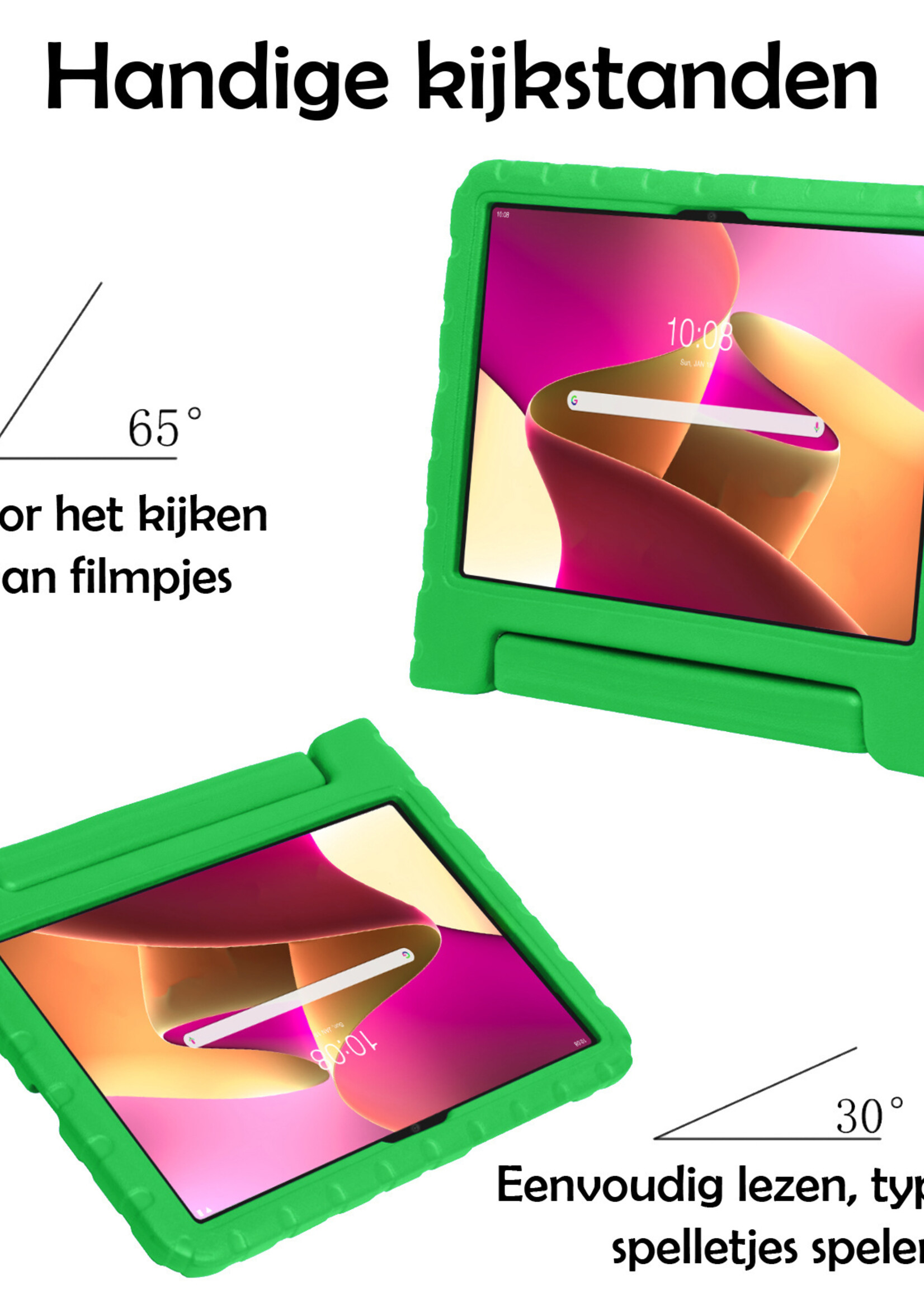 LUQ Hoes Geschikt voor Lenovo Tab M10 Plus 3rd Gen Hoes Kinder Hoesje Kids Case Kinderhoes Shockproof Met Screenprotector - Hoesje Geschikt voor Lenovo Tab M10 Plus (3e Gen) Hoesje Kidscase - Groen