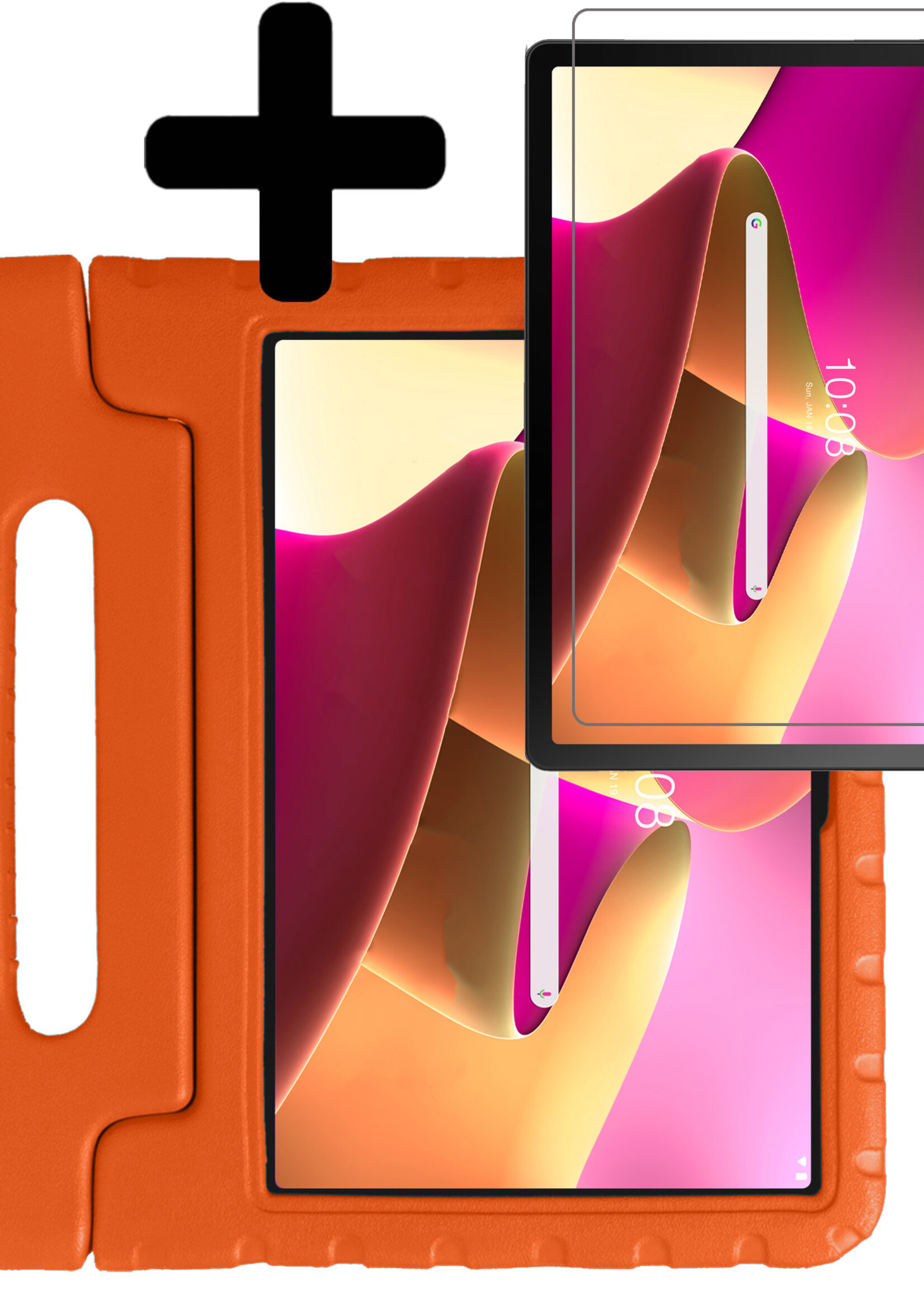 LUQ Hoes Geschikt voor Lenovo Tab M10 Plus 3rd Gen Hoes Kinder Hoesje Kids Case Kinderhoes Shockproof Met Screenprotector - Hoesje Geschikt voor Lenovo Tab M10 Plus (3e Gen) Hoesje Kidscase - Oranje