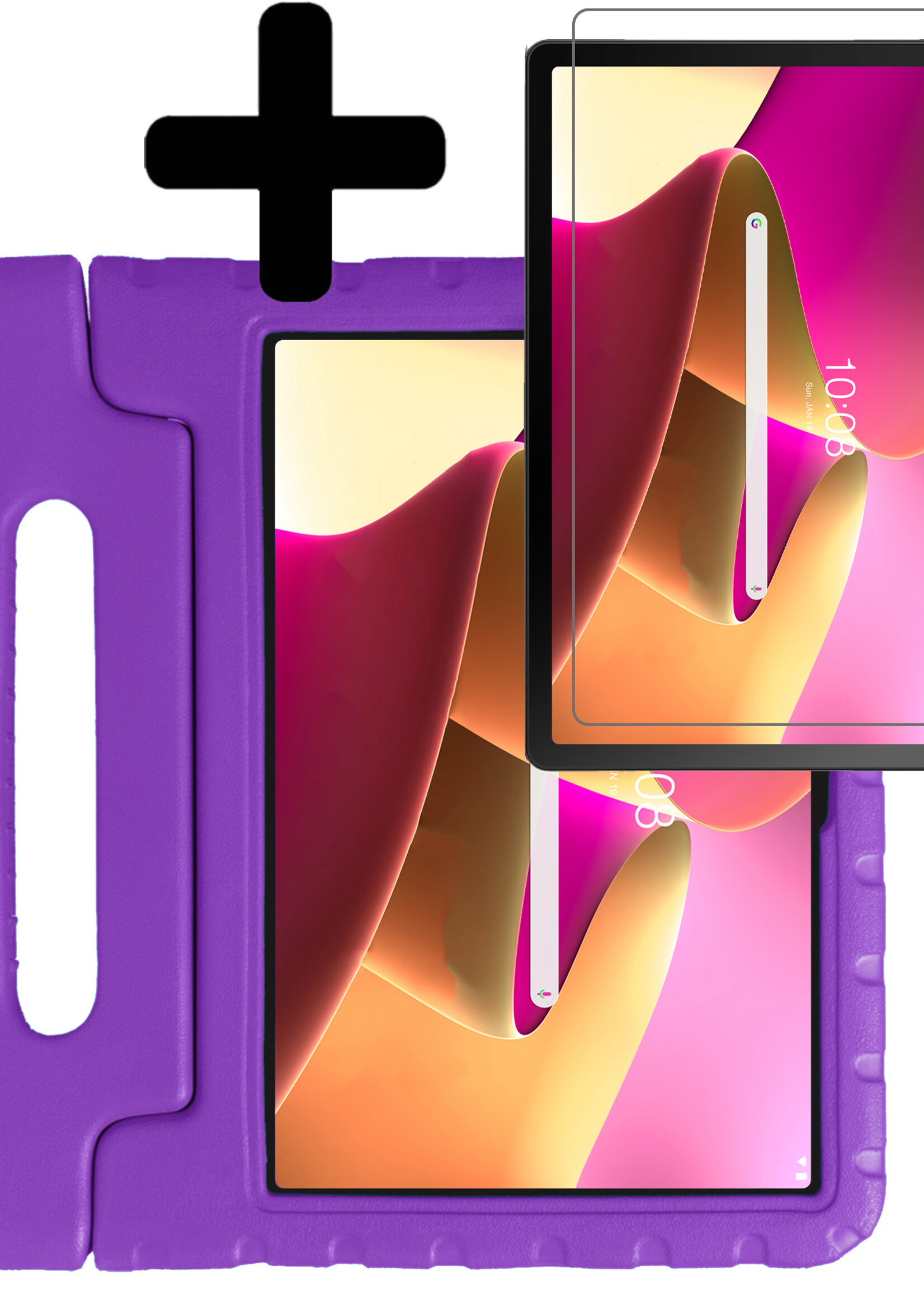 LUQ Hoes Geschikt voor Lenovo Tab M10 Plus 3rd Gen Hoes Kinder Hoesje Kids Case Kinderhoes Shockproof Met Screenprotector - Hoesje Geschikt voor Lenovo Tab M10 Plus (3e Gen) Hoesje Kidscase - Paars