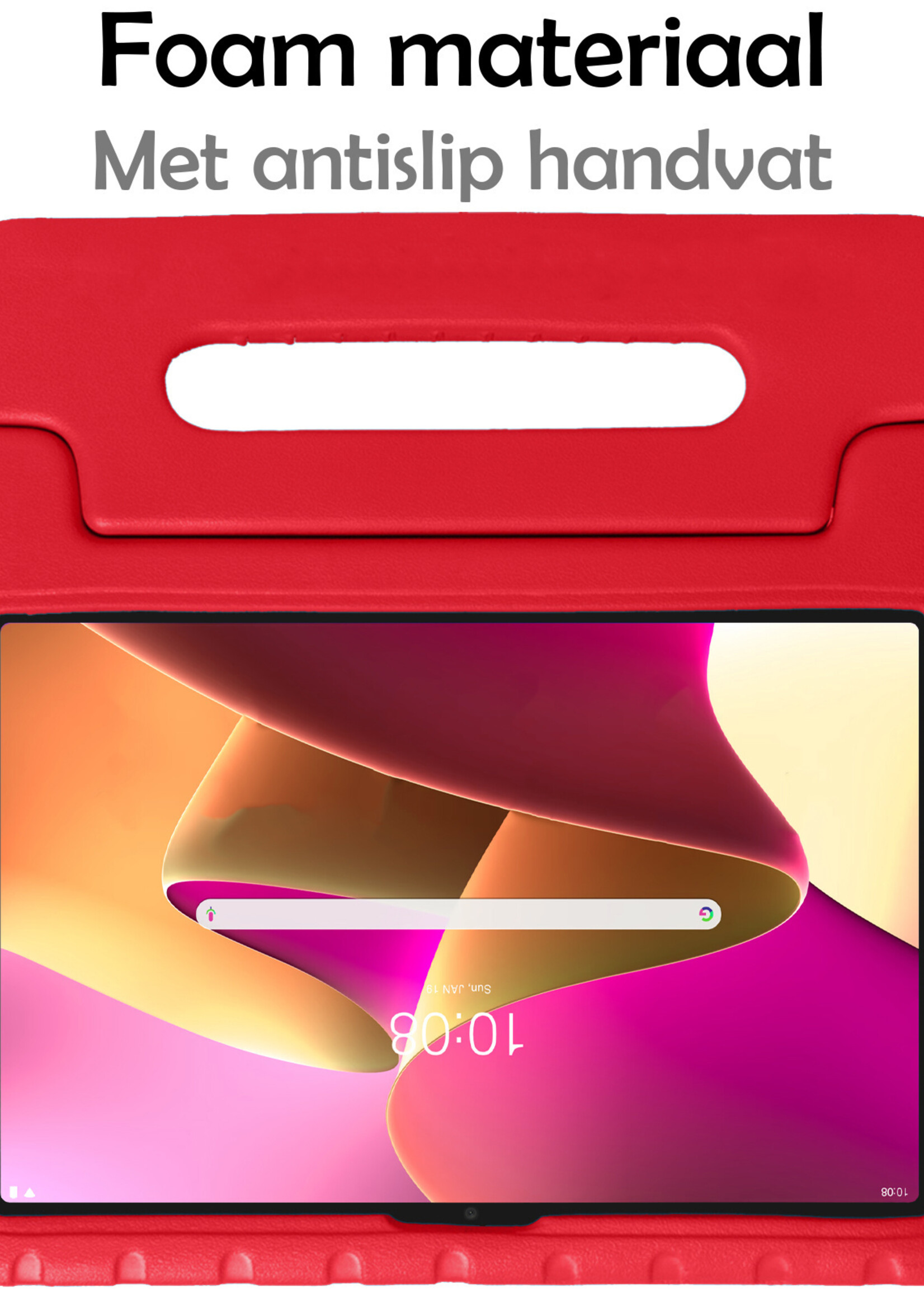 LUQ Hoes Geschikt voor Lenovo Tab M10 Plus 3rd Gen Hoes Kinder Hoesje Kids Case Kinderhoes Shockproof Met Screenprotector - Hoesje Geschikt voor Lenovo Tab M10 Plus (3e Gen) Hoesje Kidscase - Rood