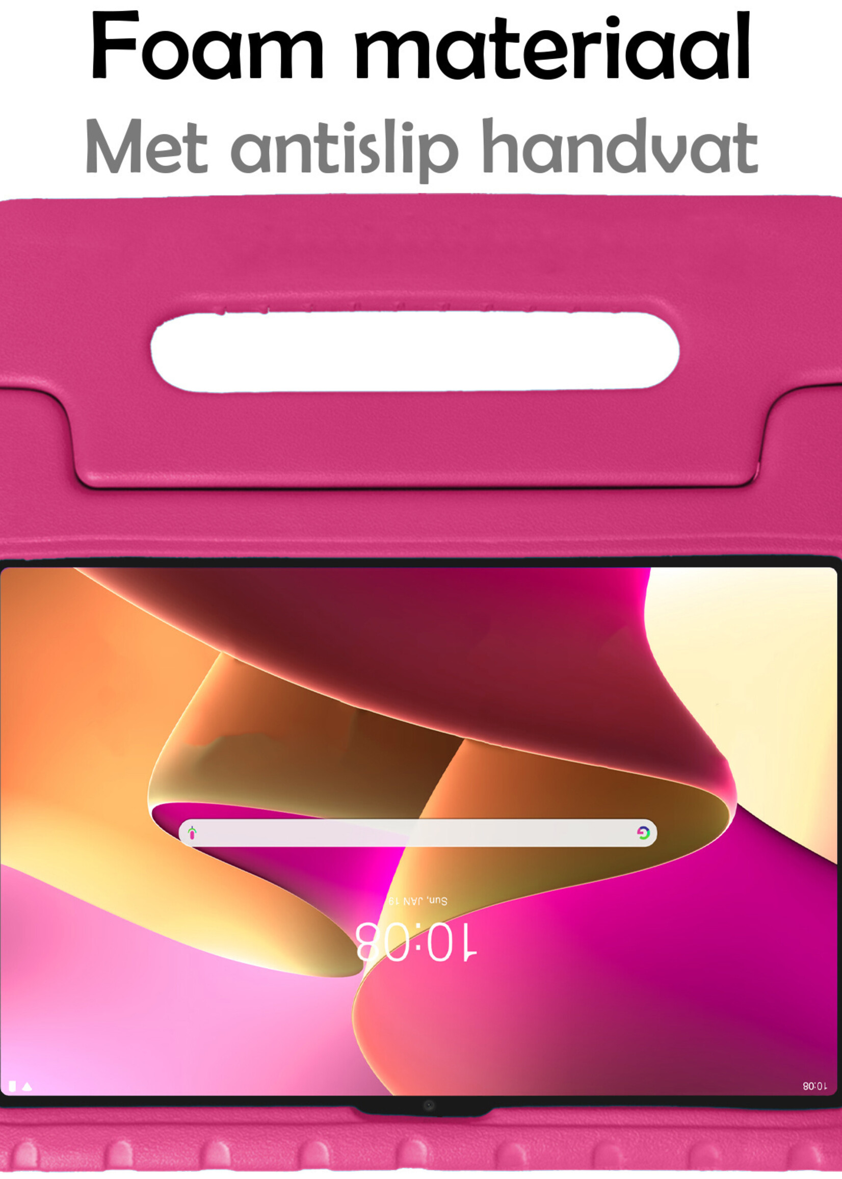 LUQ Hoes Geschikt voor Lenovo Tab M10 Plus 3rd Gen Hoes Kinder Hoesje Kids Case Kinderhoes Shockproof Met Screenprotector - Hoesje Geschikt voor Lenovo Tab M10 Plus (3e Gen) Hoesje Kidscase - Roze