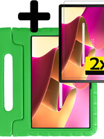 LUQ LUQ Lenovo Tab M10 Plus (3e generatie) Kinderhoes Met 2x Screenprotector - Groen