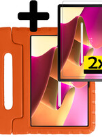 LUQ LUQ Lenovo Tab M10 Plus (3e generatie) Kinderhoes Met 2x Screenprotector - Oranje