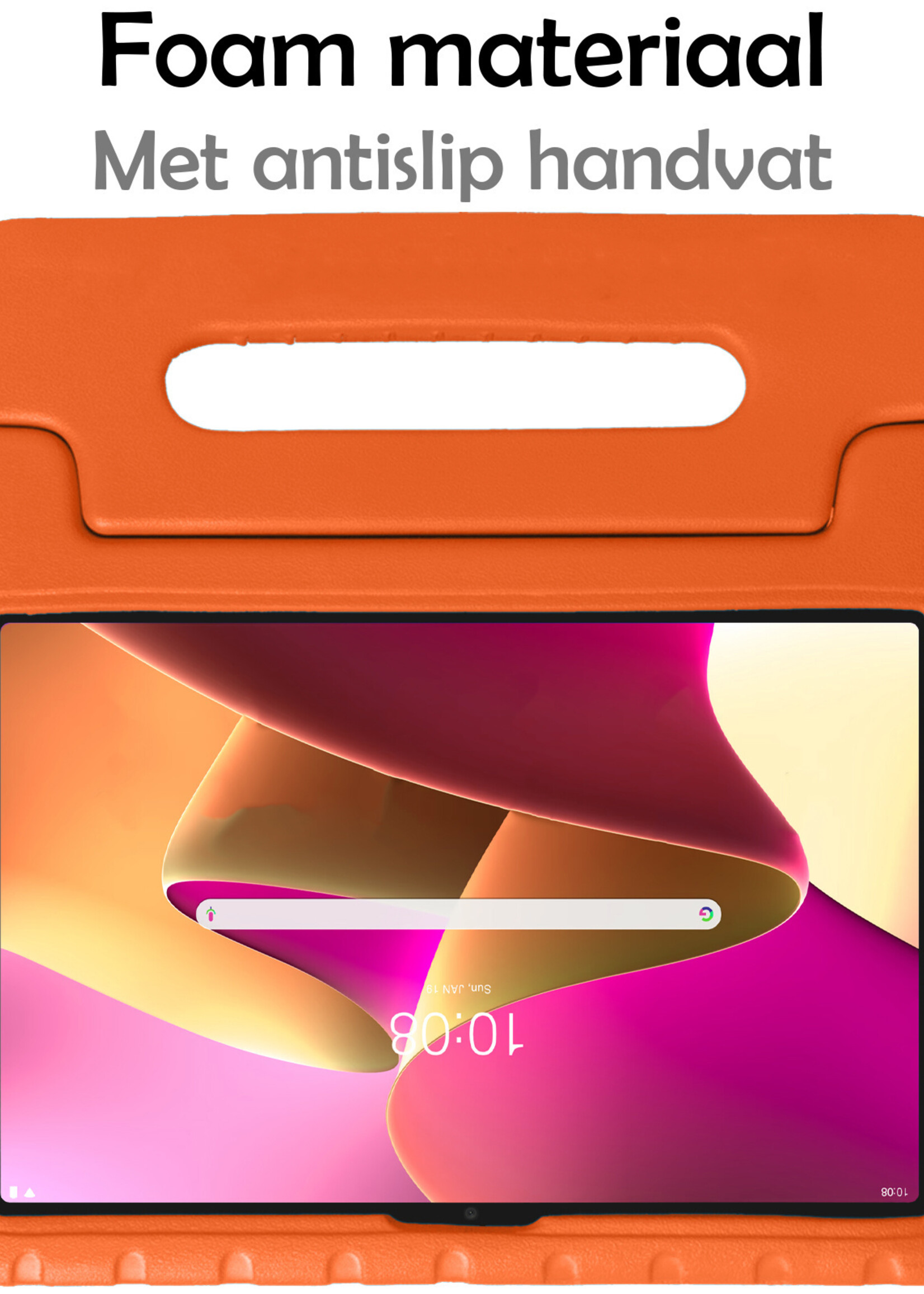 LUQ Hoes Geschikt voor Lenovo Tab M10 Plus 3rd Gen Hoes Kinder Hoesje Kids Case Kinderhoes Shockproof Met 2x Screenprotector - Hoesje Geschikt voor Lenovo Tab M10 Plus (3e Gen) Hoesje Kidscase - Oranje