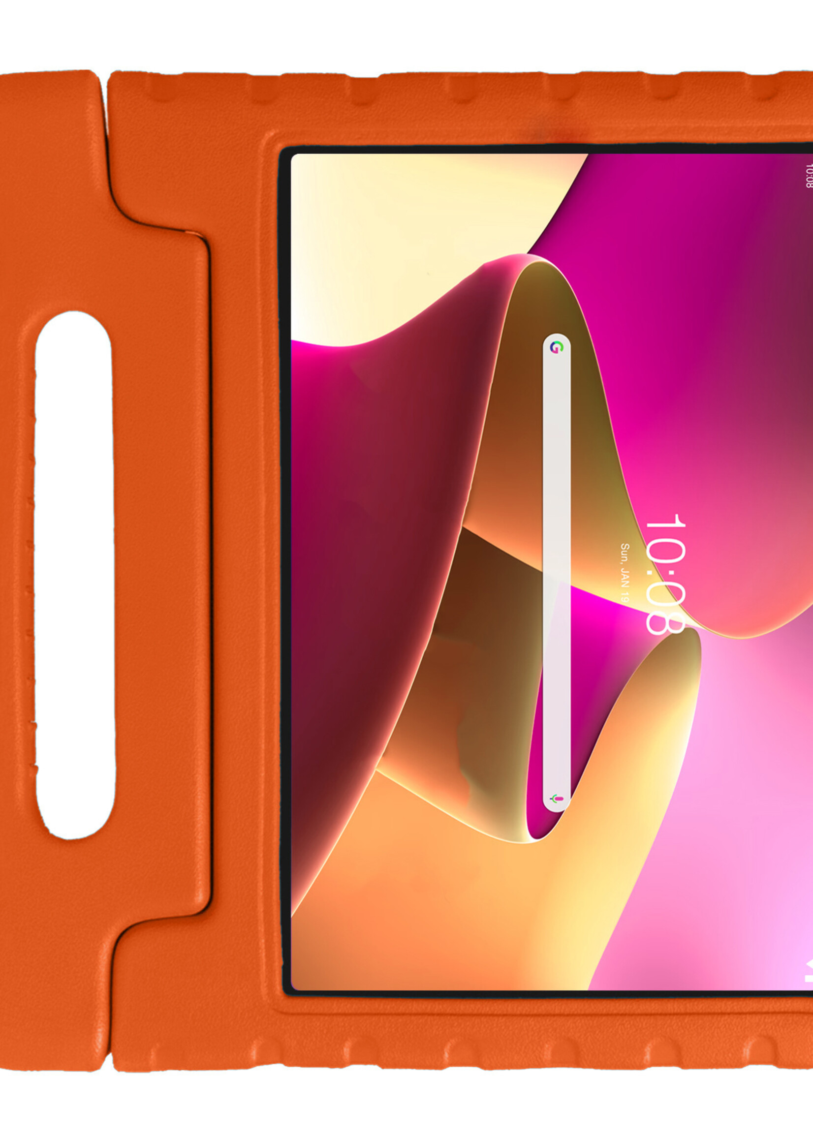 LUQ Hoes Geschikt voor Lenovo Tab M10 Plus 3rd Gen Hoes Kinder Hoesje Kids Case Kinderhoes Shockproof Met 2x Screenprotector - Hoesje Geschikt voor Lenovo Tab M10 Plus (3e Gen) Hoesje Kidscase - Oranje