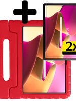 LUQ LUQ Lenovo Tab M10 Plus (3e generatie) Kinderhoes Met 2x Screenprotector - Rood