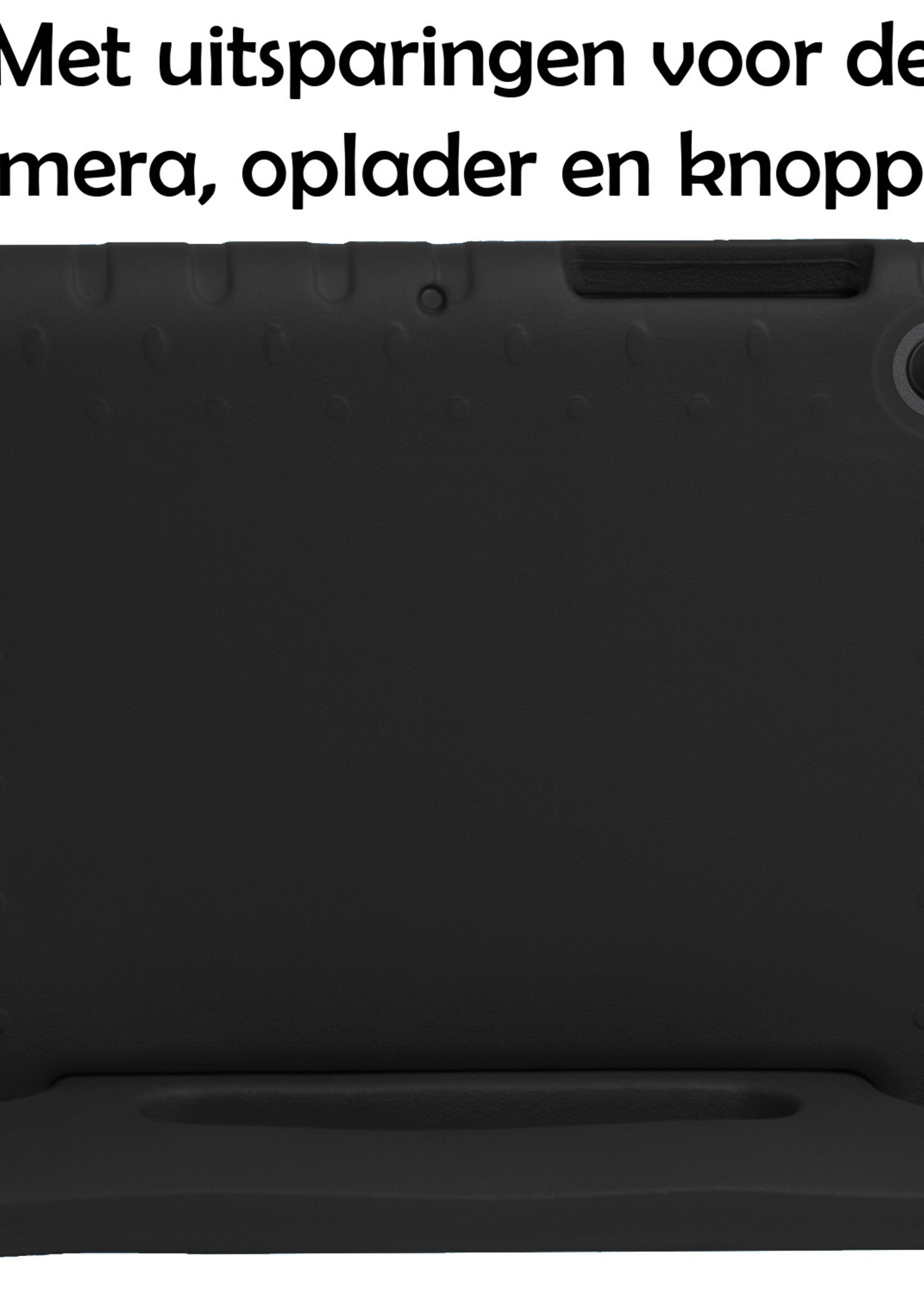 LUQ Hoes Geschikt voor Lenovo Tab M10 Plus 3rd Gen Hoes Kinder Hoesje Kids Case Kinderhoes Shockproof Met 2x Screenprotector - Hoesje Geschikt voor Lenovo Tab M10 Plus (3e Gen) Hoesje Kidscase - Zwart