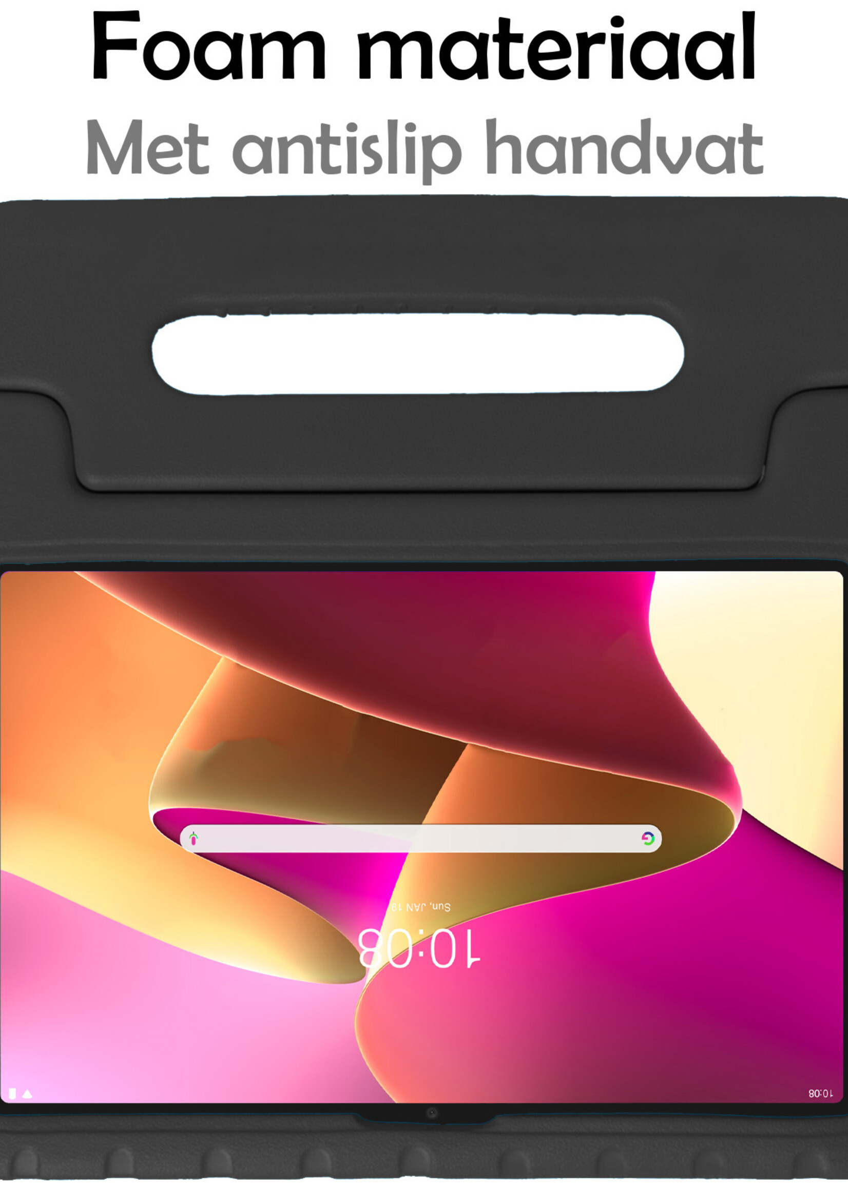 LUQ Hoes Geschikt voor Lenovo Tab M10 Plus 3rd Gen Hoes Kinder Hoesje Kids Case Kinderhoes Shockproof Met 2x Screenprotector - Hoesje Geschikt voor Lenovo Tab M10 Plus (3e Gen) Hoesje Kidscase - Zwart