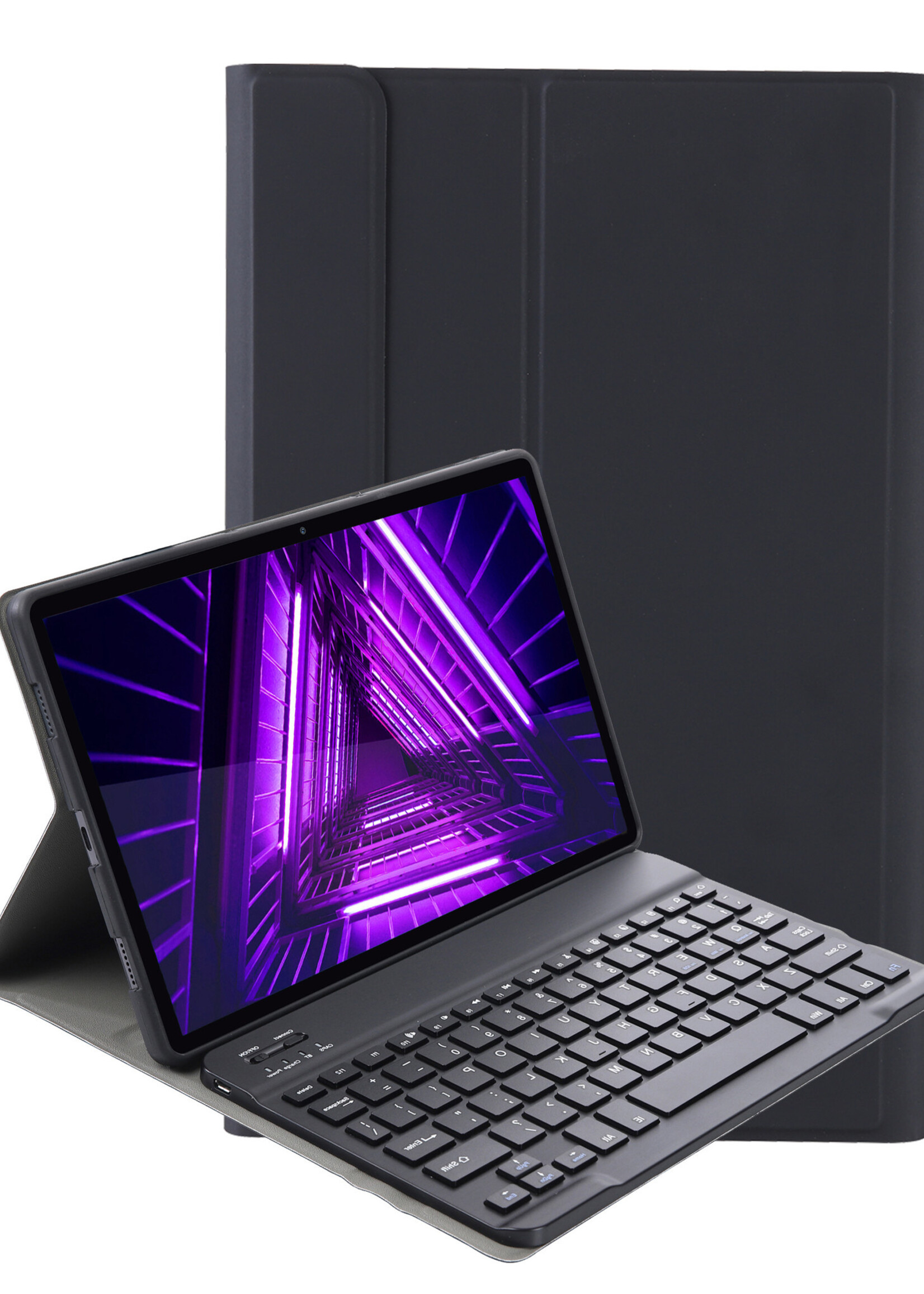 LUQ Hoes Geschikt voor Lenovo Tab M10 FHD Plus 2nd Gen Hoes Keyboard Cover Toetsenbord Hoesje - Hoesje Geschikt voor Lenovo Tab M10 FHD Plus (2e Gen) Toetsenbord Hoes - Zwart