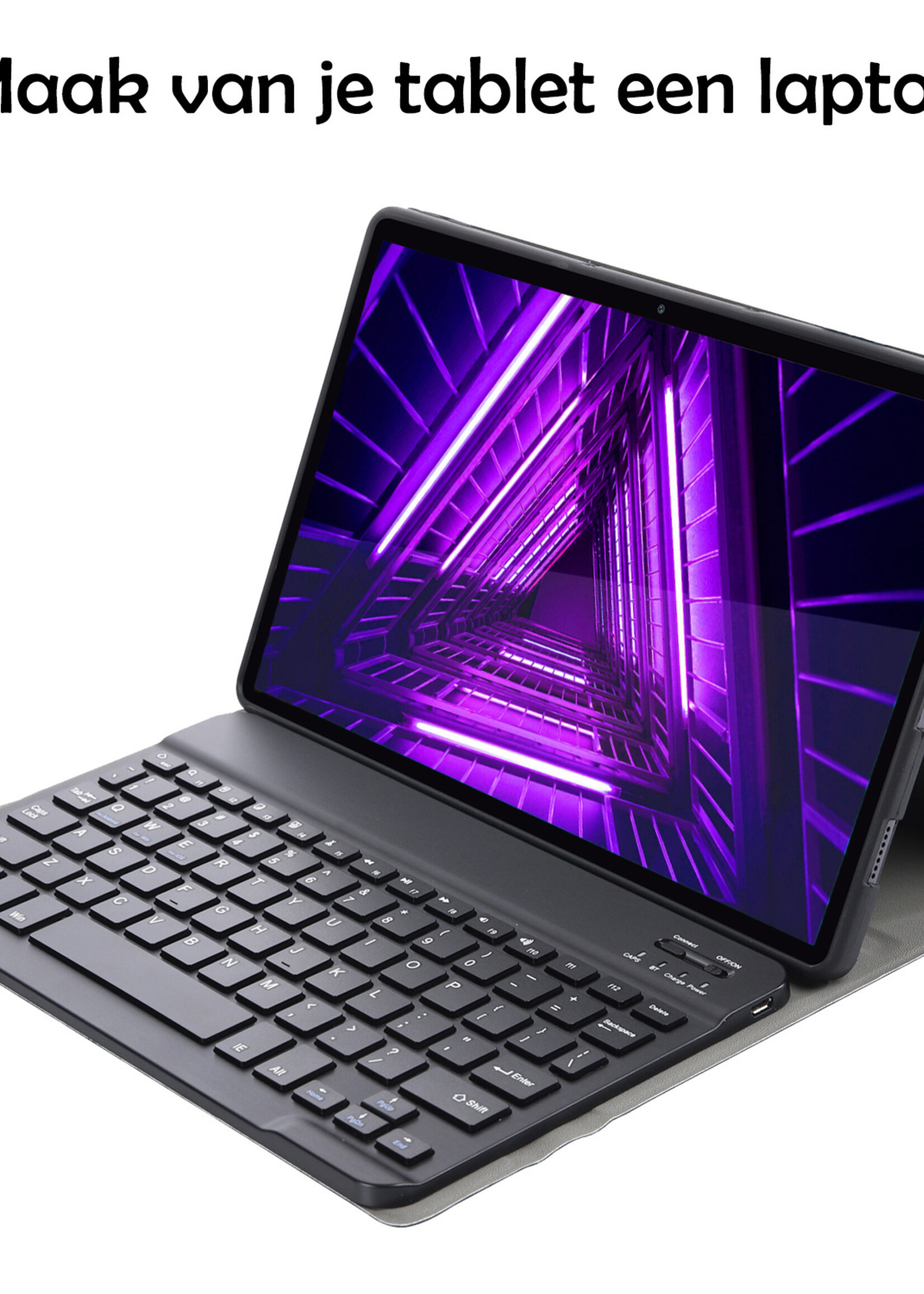 LUQ Hoes Geschikt voor Lenovo Tab M10 FHD Plus 2nd Gen Hoes Keyboard Cover Toetsenbord Hoesje - Hoesje Geschikt voor Lenovo Tab M10 FHD Plus (2e Gen) Toetsenbord Hoes - Zwart