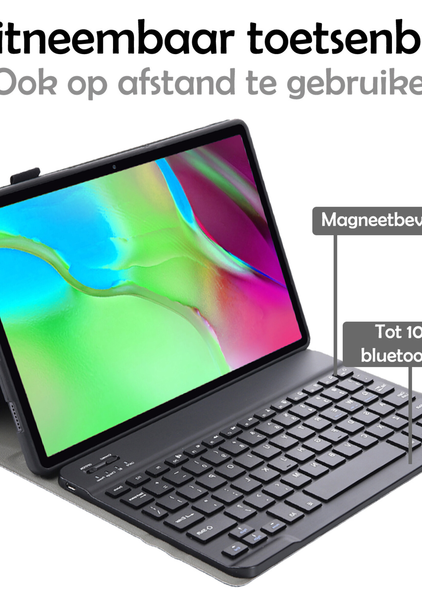 LUQ Hoes Geschikt voor Samsung Galaxy Tab S5e Hoes Keyboard Cover Toetsenbord Hoesje - Hoesje Geschikt voor Samsung Tab S5e Toetsenbord Hoes - Goud