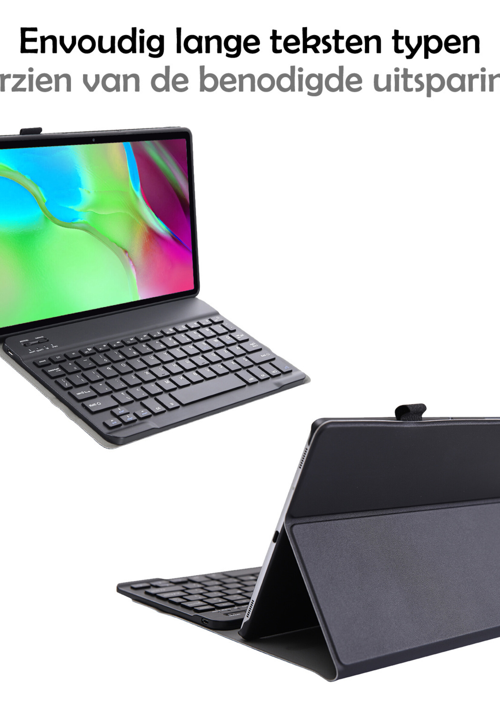 LUQ Hoes Geschikt voor Samsung Galaxy Tab S5e Hoes Keyboard Cover Toetsenbord Hoesje Met Screenprotector - Hoesje Geschikt voor Samsung Tab S5e Toetsenbord Hoes - Zwart