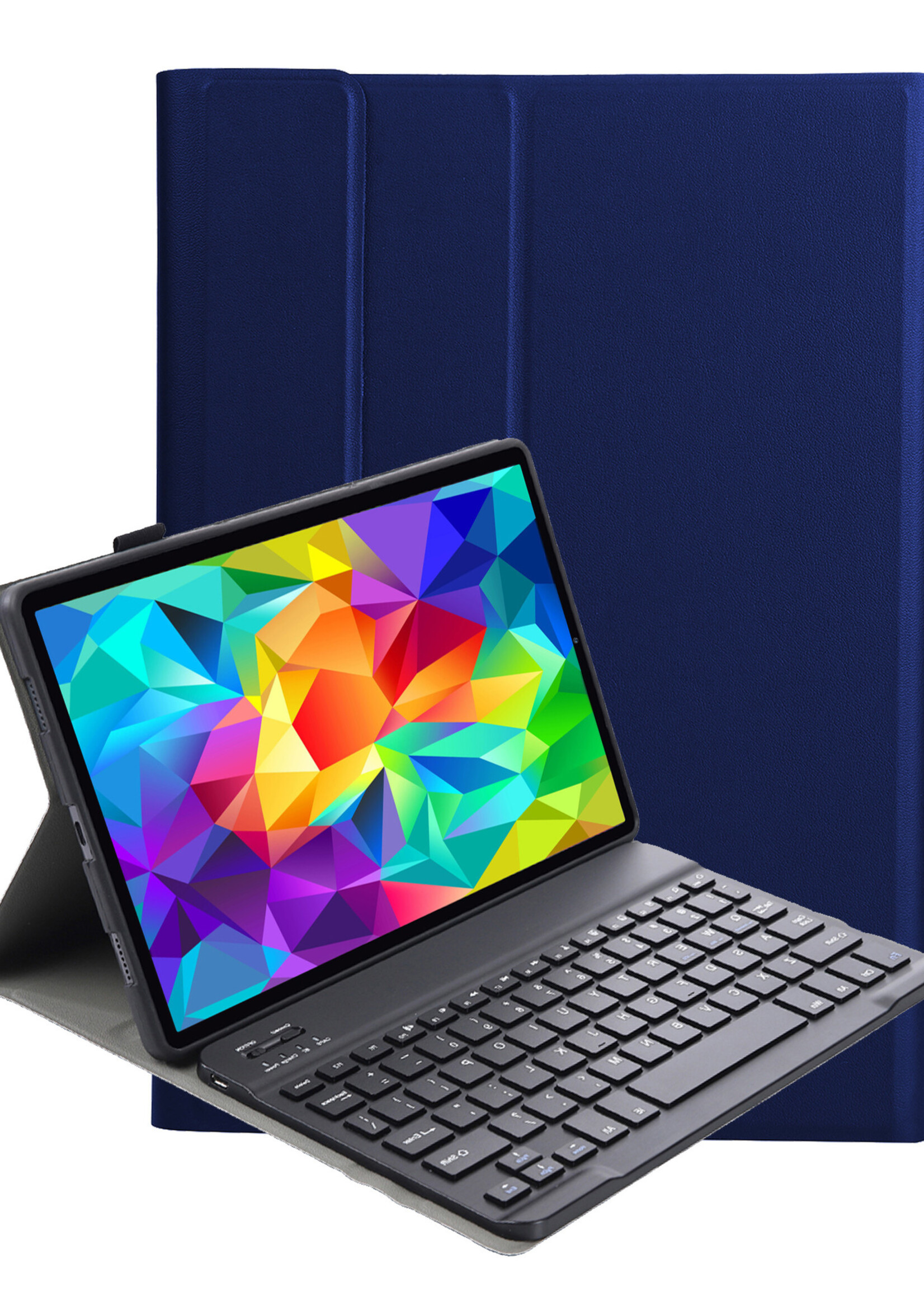 LUQ Hoes Geschikt voor Samsung Galaxy Tab A 10.1 2019 Hoes Keyboard Cover Toetsenbord Hoesje - Hoesje Geschikt voor Samsung Tab A 10.1 (2019) Toetsenbord Hoes - Donkerblauw