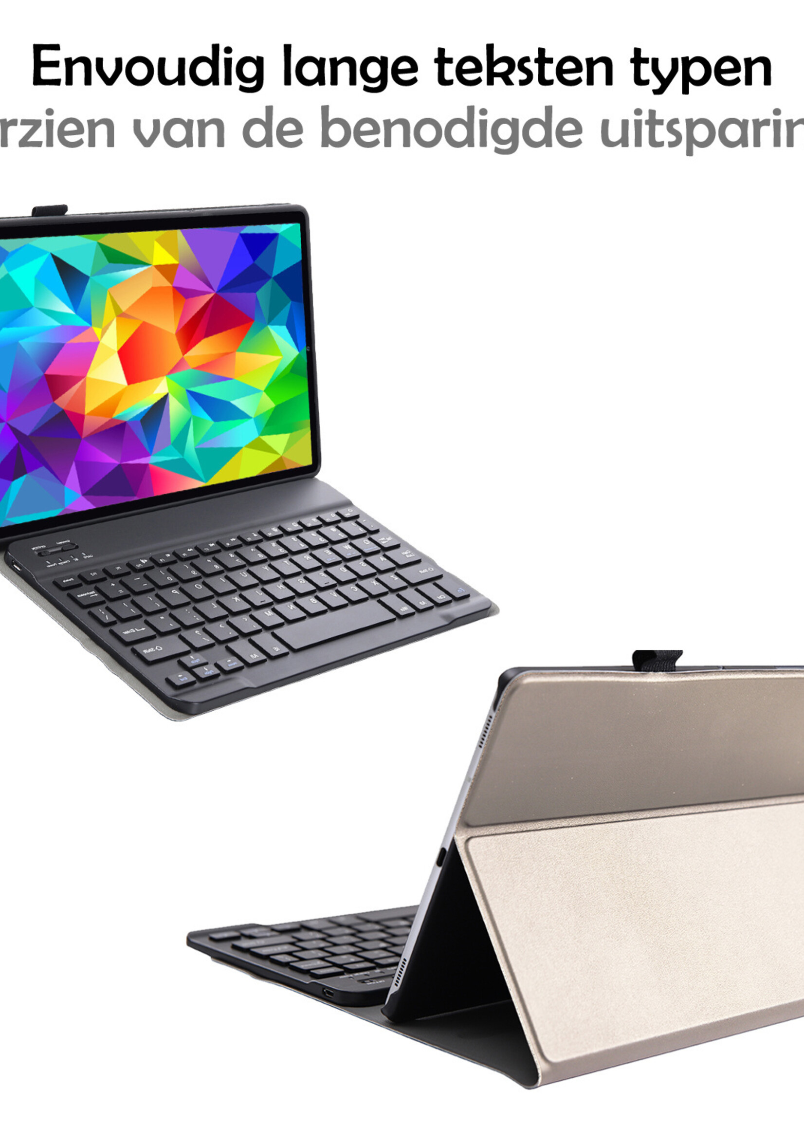 LUQ Hoes Geschikt voor Samsung Galaxy Tab A 10.1 2019 Hoes Keyboard Cover Toetsenbord Hoesje - Hoesje Geschikt voor Samsung Tab A 10.1 (2019) Toetsenbord Hoes - Goud