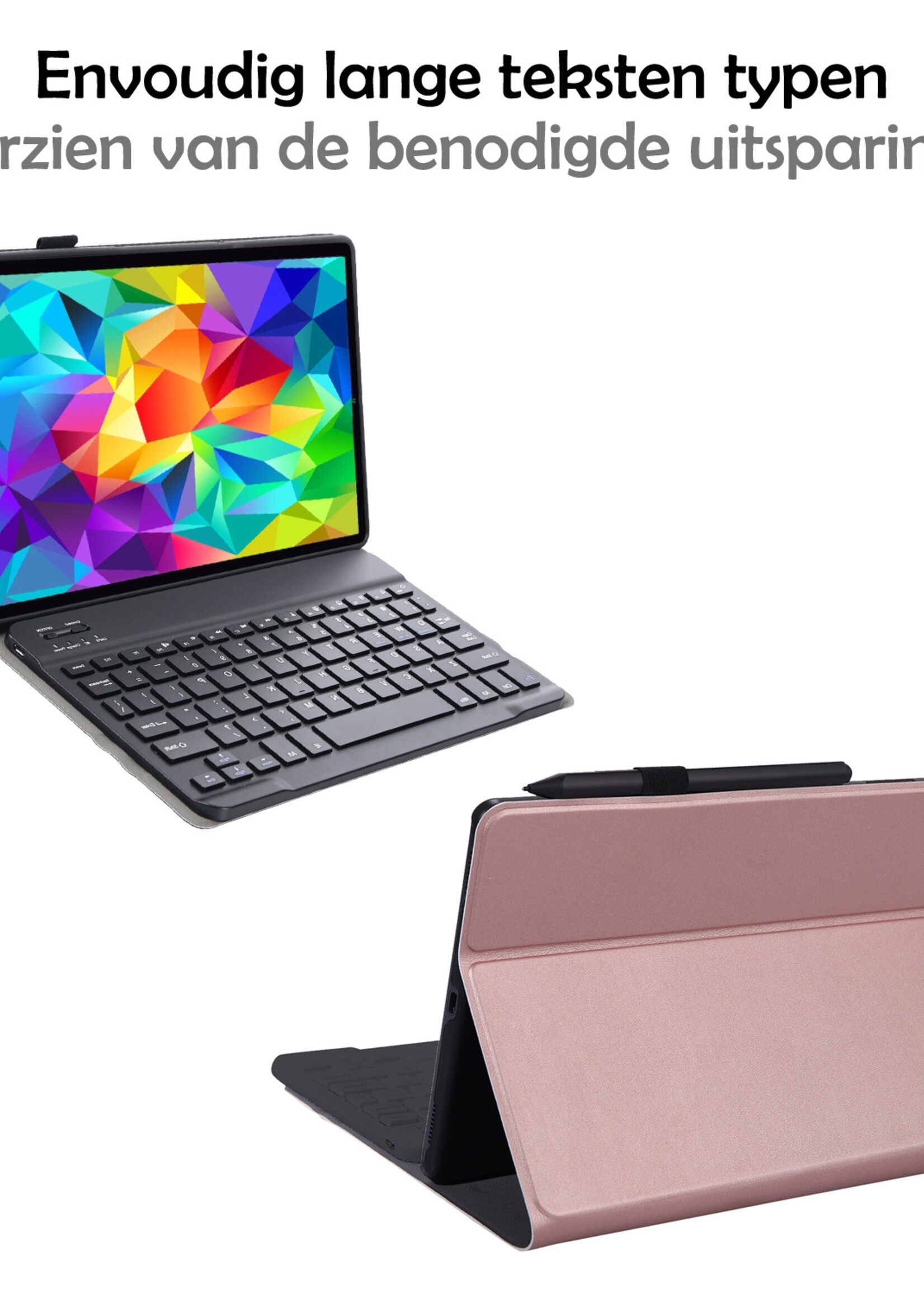 LUQ Hoes Geschikt voor Samsung Galaxy Tab A 10.1 2019 Hoes Keyboard Cover Toetsenbord Hoesje - Hoesje Geschikt voor Samsung Tab A 10.1 (2019) Toetsenbord Hoes - Rosé goud