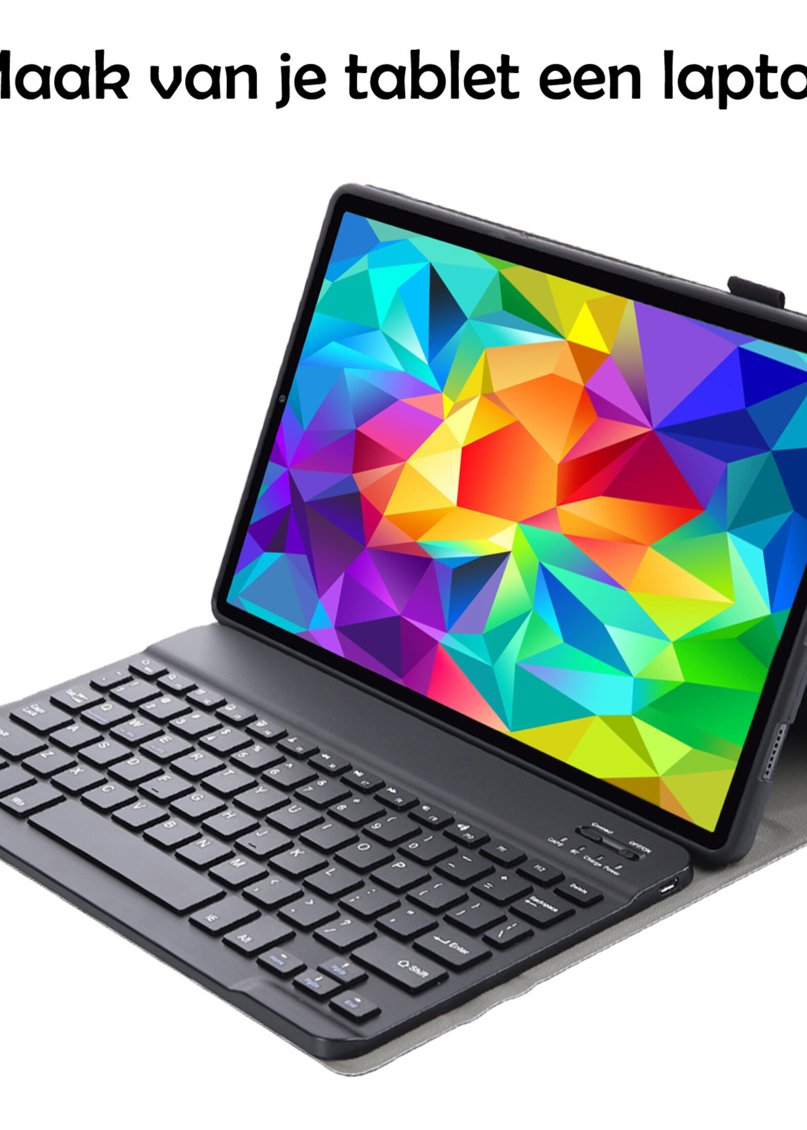 LUQ Hoes Geschikt voor Samsung Galaxy Tab A 10.1 2019 Hoes Keyboard Cover Toetsenbord Hoesje - Hoesje Geschikt voor Samsung Tab A 10.1 (2019) Toetsenbord Hoes - Zwart