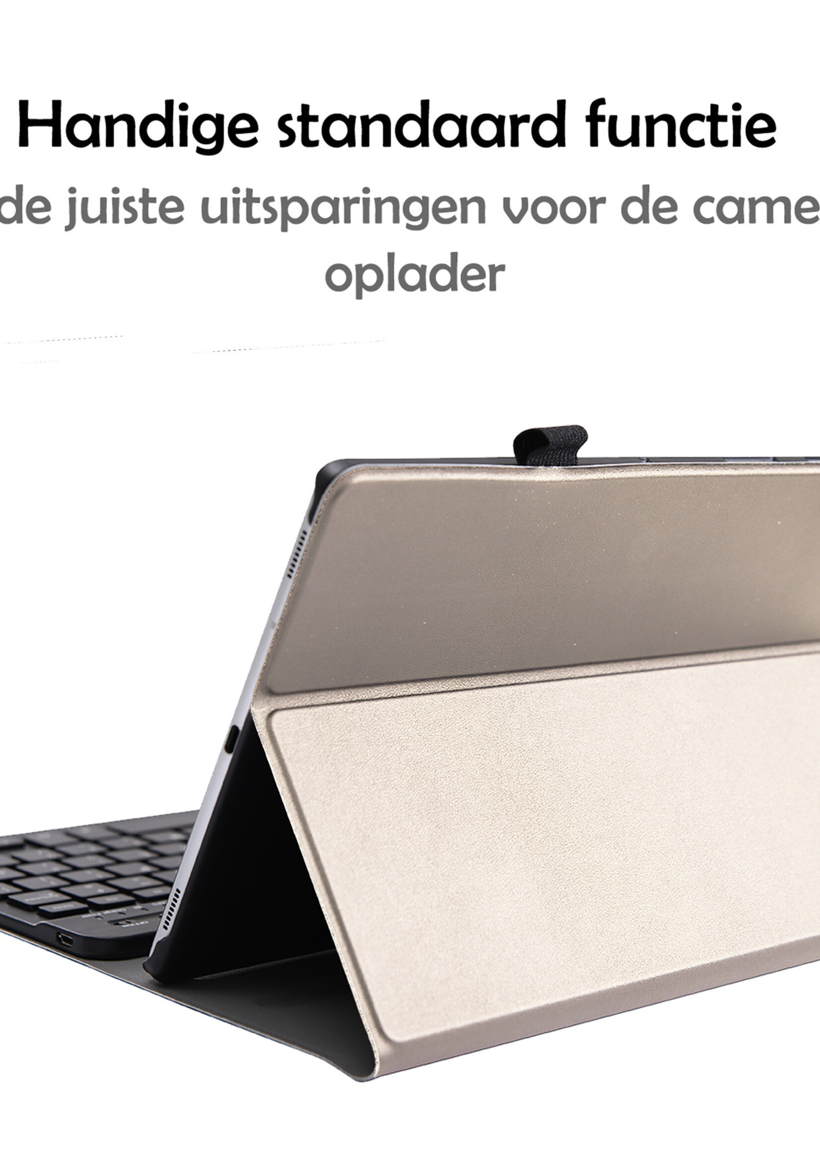 LUQ Hoes Geschikt voor Samsung Galaxy Tab A 10.1 2019 Hoes Keyboard Cover Toetsenbord Hoesje Met Screenprotector - Hoesje Geschikt voor Samsung Tab A 10.1 (2019) Toetsenbord Hoes - Goud