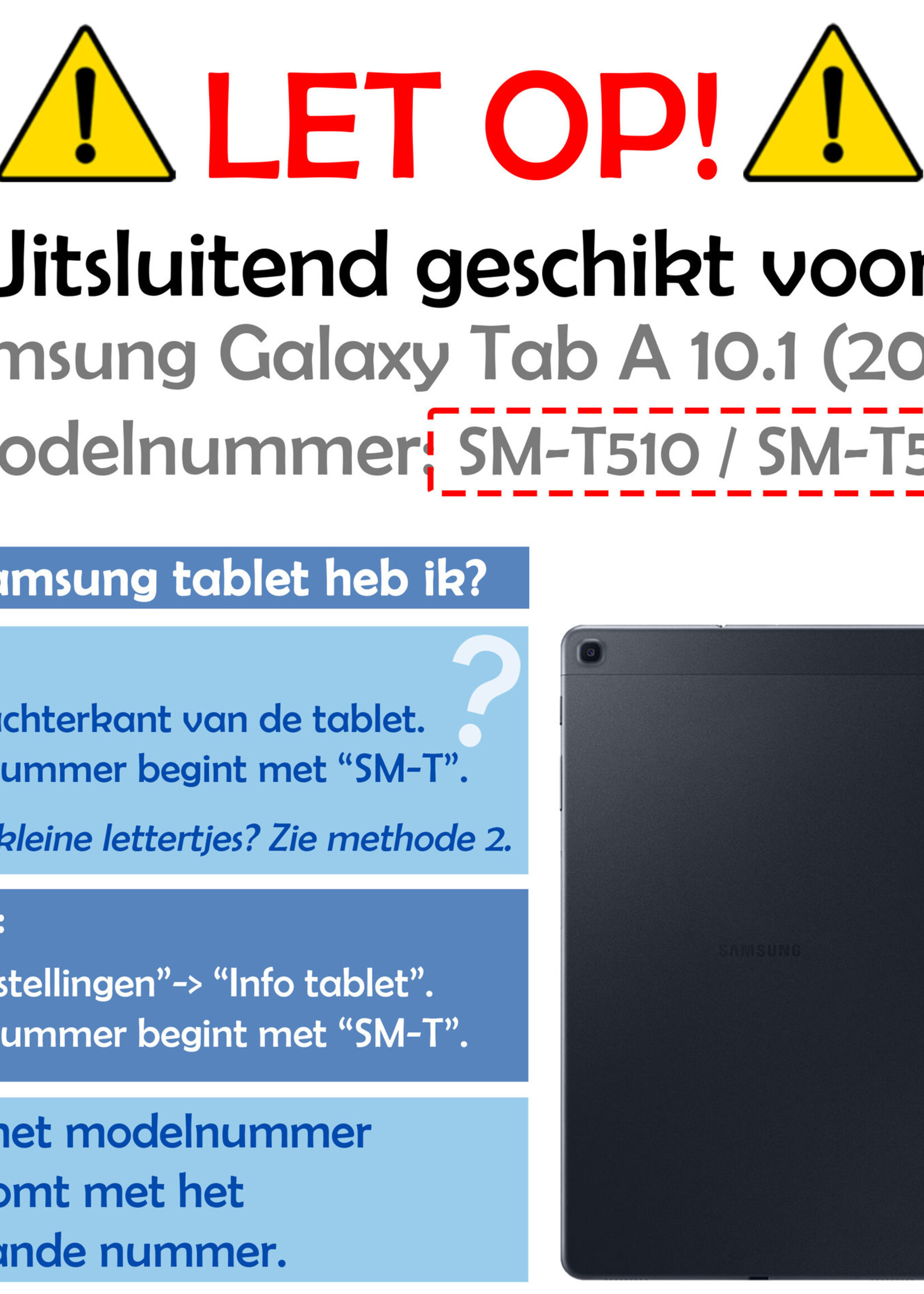 LUQ Hoes Geschikt voor Samsung Galaxy Tab A 10.1 2019 Hoes Keyboard Cover Toetsenbord Hoesje Met Screenprotector - Hoesje Geschikt voor Samsung Tab A 10.1 (2019) Toetsenbord Hoes - Rosé goud