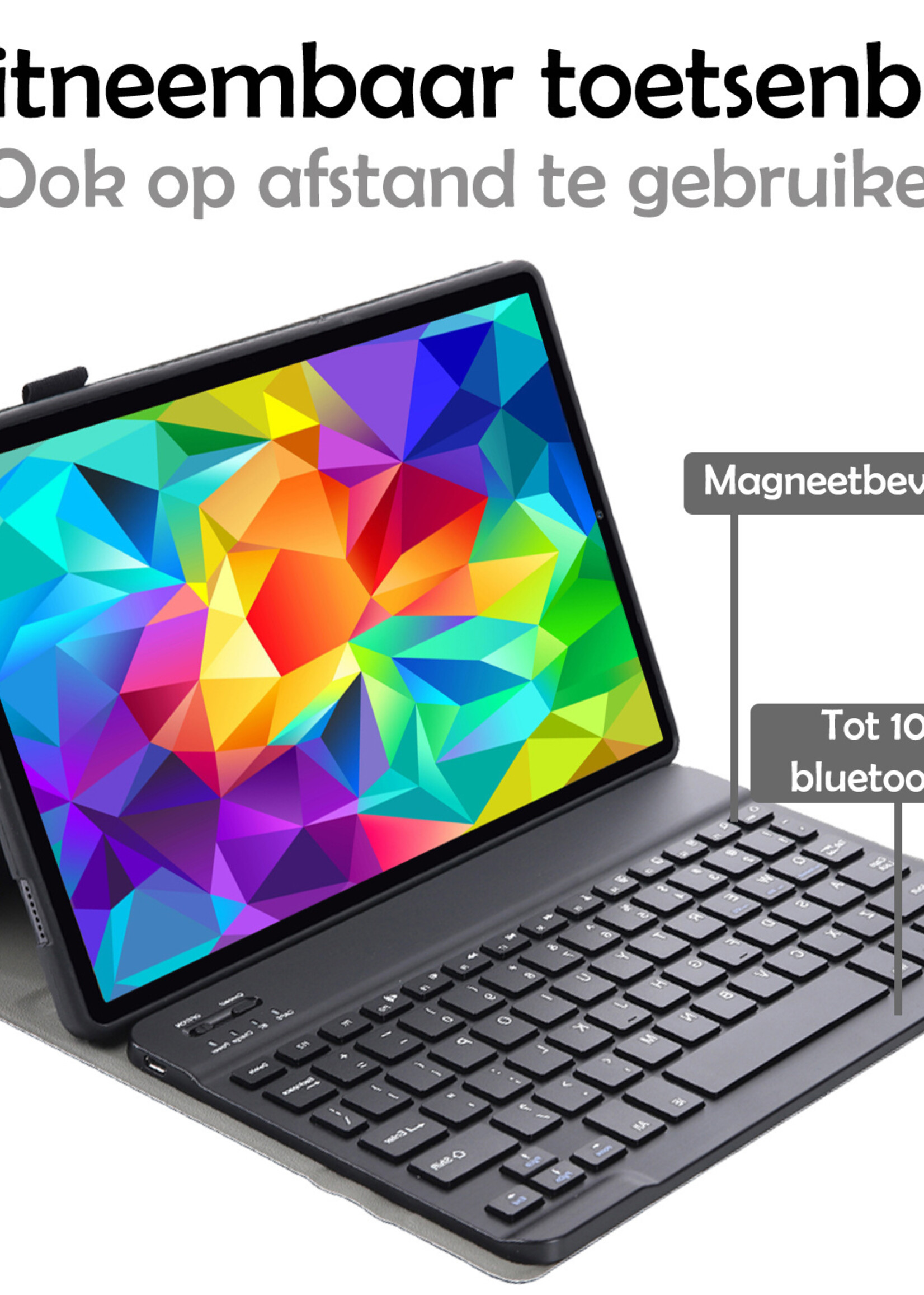LUQ Hoes Geschikt voor Samsung Galaxy Tab A 10.1 2019 Hoes Keyboard Cover Toetsenbord Hoesje Met Screenprotector - Hoesje Geschikt voor Samsung Tab A 10.1 (2019) Toetsenbord Hoes - Rosé goud