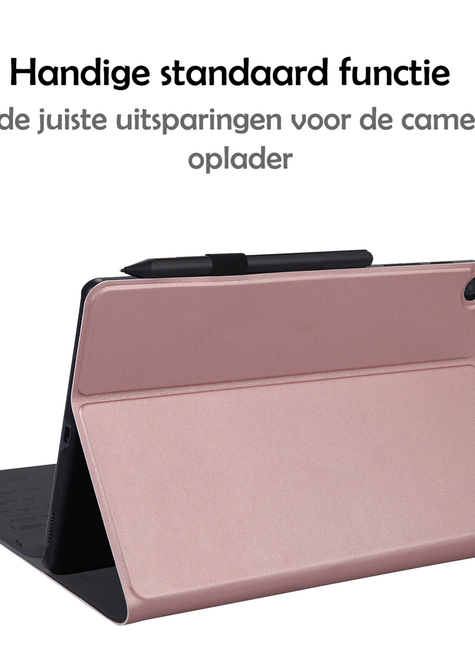 LUQ Hoes Geschikt voor Samsung Galaxy Tab A 10.1 2019 Hoes Keyboard Cover Toetsenbord Hoesje Met Screenprotector - Hoesje Geschikt voor Samsung Tab A 10.1 (2019) Toetsenbord Hoes - Rosé goud