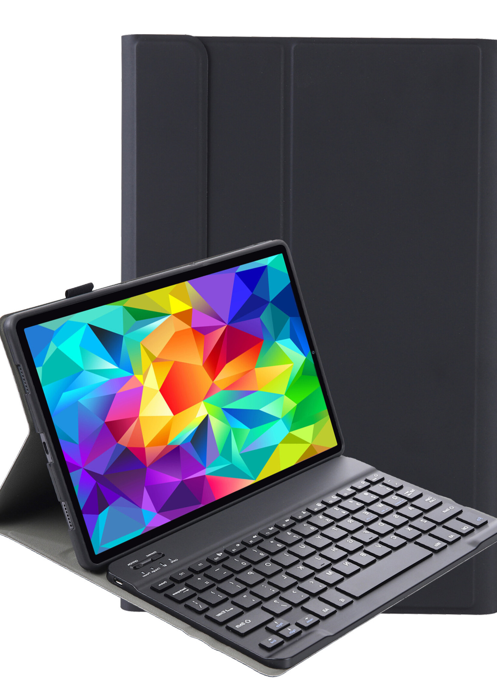 LUQ Hoes Geschikt voor Samsung Galaxy Tab A 10.1 2019 Hoes Keyboard Cover Toetsenbord Hoesje Met Screenprotector - Hoesje Geschikt voor Samsung Tab A 10.1 (2019) Toetsenbord Hoes - Zwart