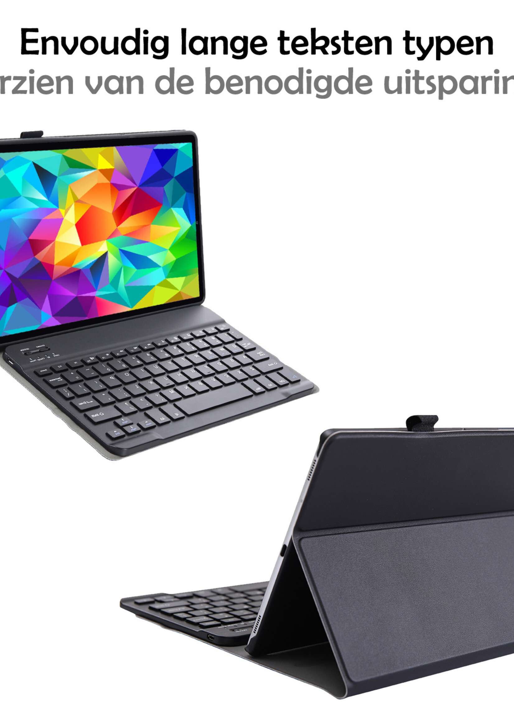 LUQ Hoes Geschikt voor Samsung Galaxy Tab A 10.1 2019 Hoes Keyboard Cover Toetsenbord Hoesje Met Screenprotector - Hoesje Geschikt voor Samsung Tab A 10.1 (2019) Toetsenbord Hoes - Zwart