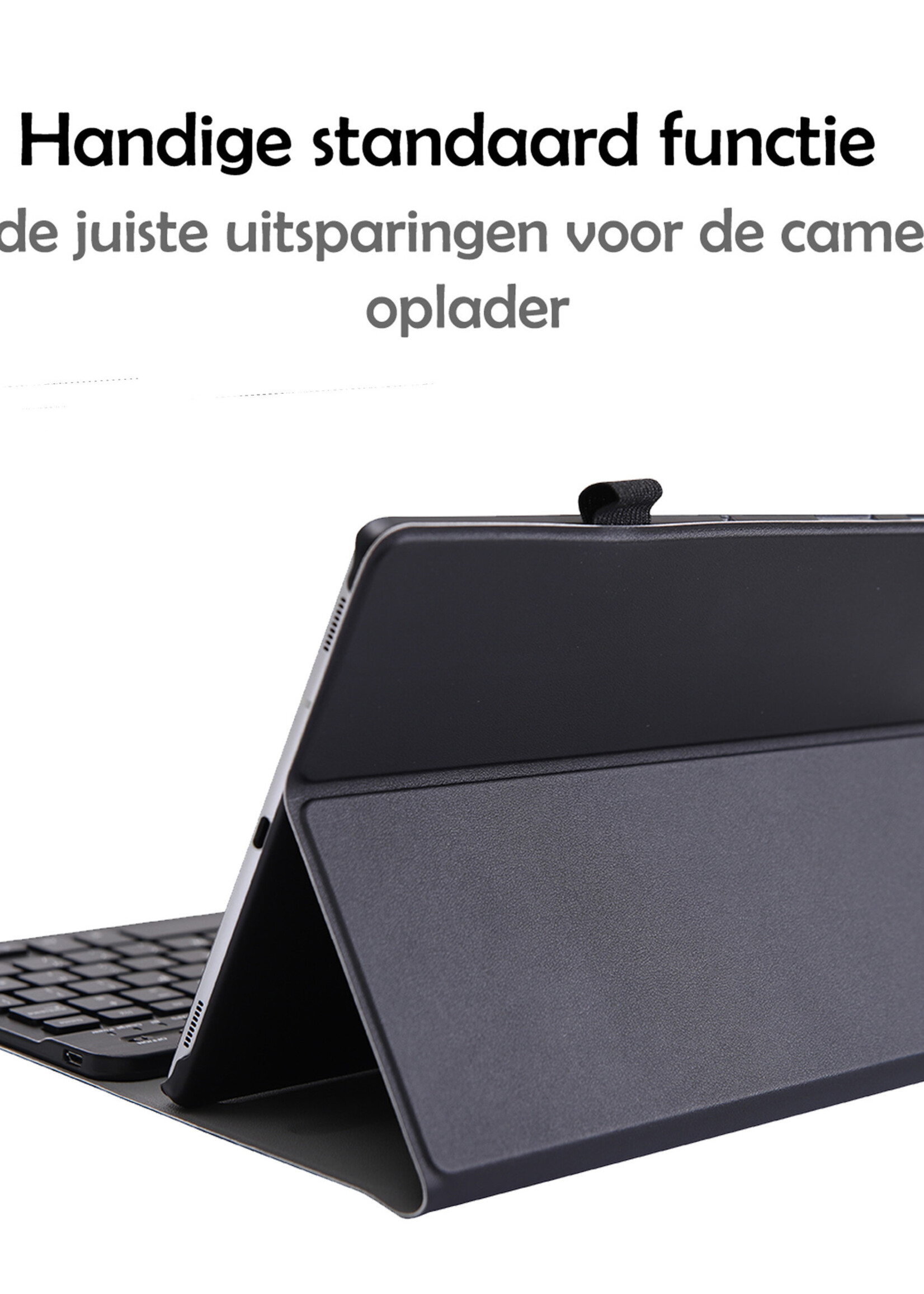 LUQ Hoes Geschikt voor Samsung Galaxy Tab A 10.1 2019 Hoes Keyboard Cover Toetsenbord Hoesje Met Screenprotector - Hoesje Geschikt voor Samsung Tab A 10.1 (2019) Toetsenbord Hoes - Zwart