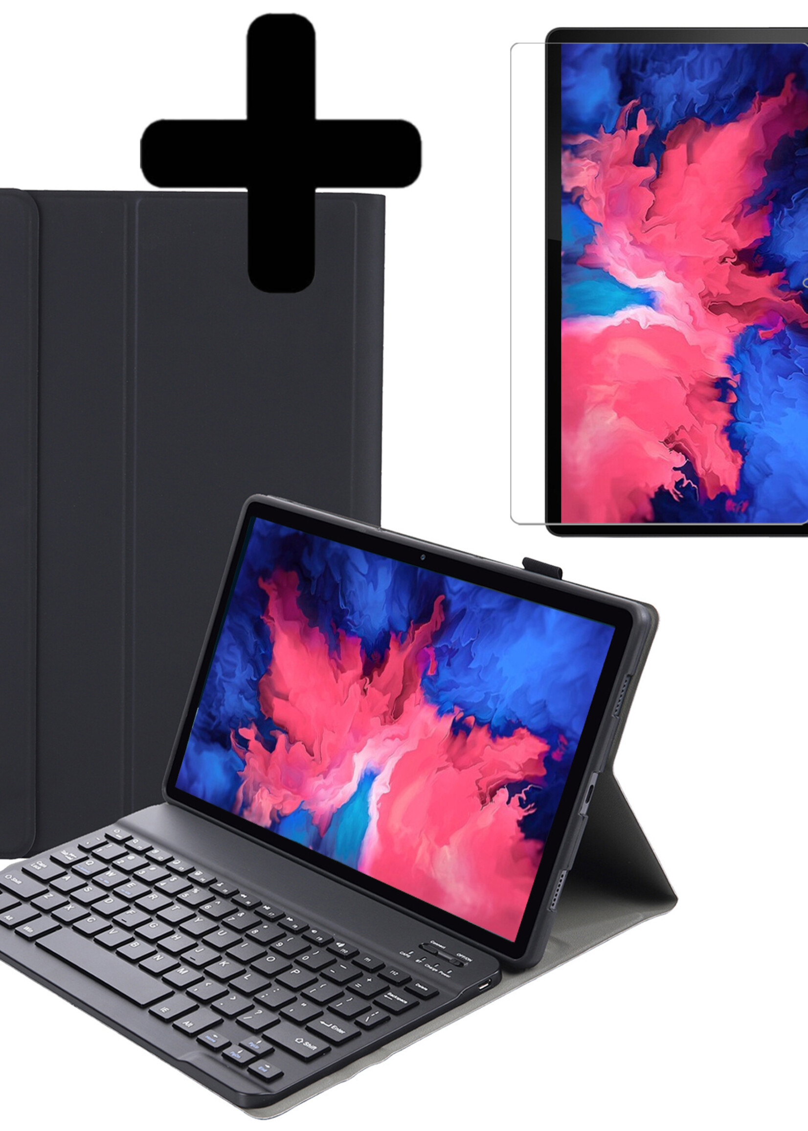 LUQ Hoes Geschikt voor Lenovo Tab P11 Hoes Keyboard Cover Toetsenbord Hoesje Met Screenprotector - Hoesje Geschikt voor Lenovo Tab P11 Toetsenbord Hoes - Zwart