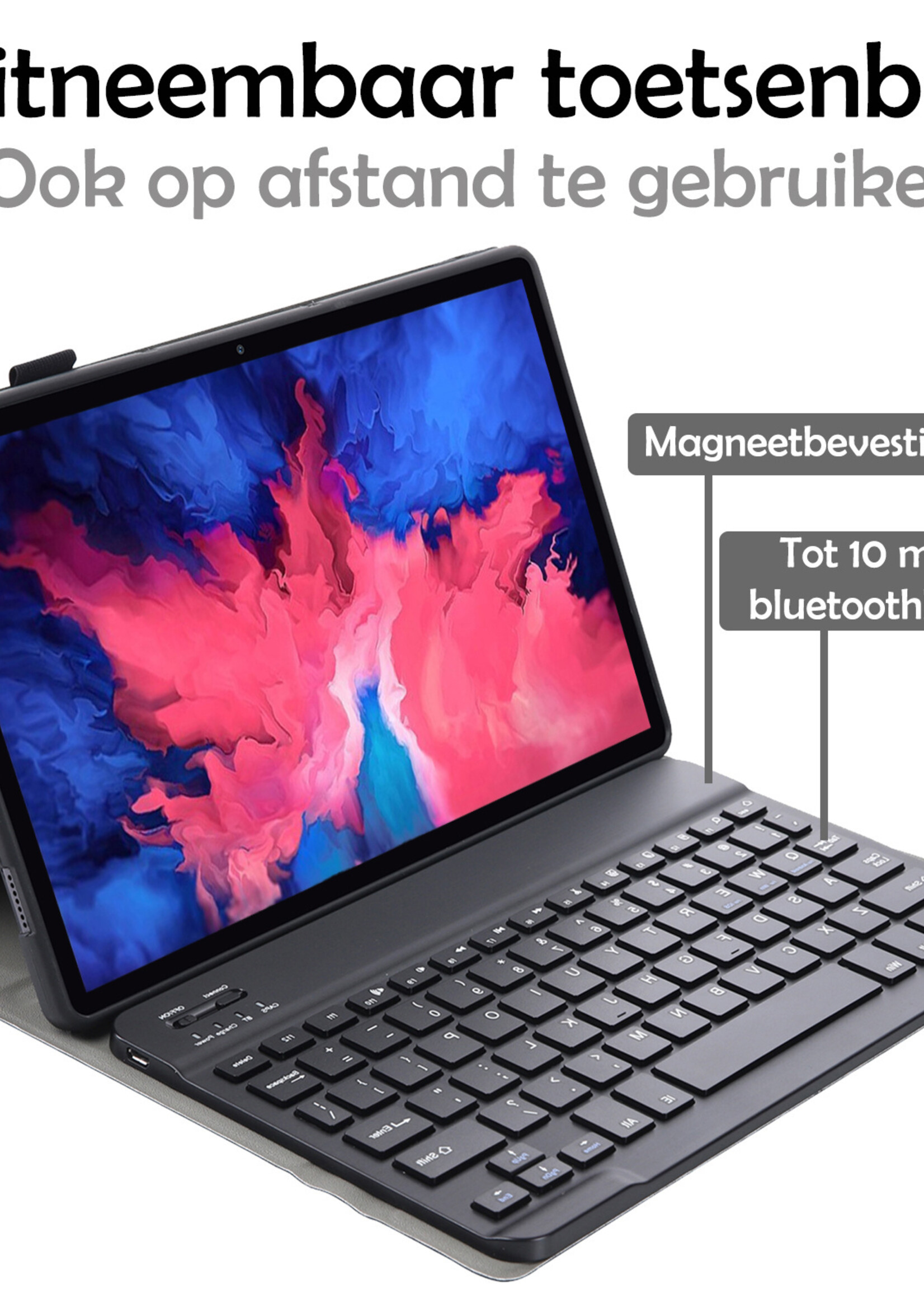 LUQ Hoes Geschikt voor Lenovo Tab P11 Plus Hoes Keyboard Cover Toetsenbord Hoesje - Hoesje Geschikt voor Lenovo Tab P11 Plus Toetsenbord Hoes - Zwart