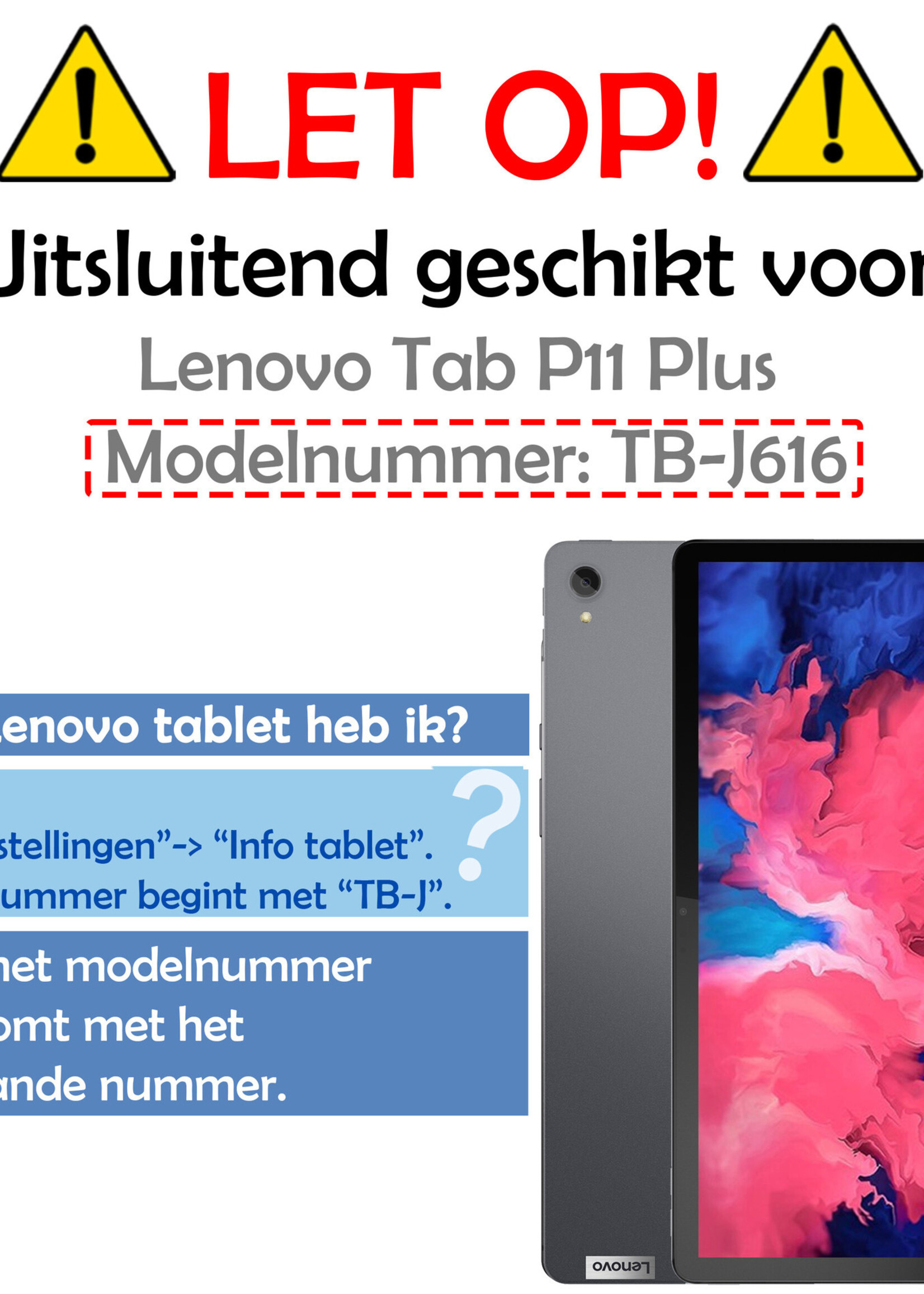 LUQ Hoes Geschikt voor Lenovo Tab P11 Plus Hoes Keyboard Cover Toetsenbord Hoesje Met Screenprotector - Hoesje Geschikt voor Lenovo Tab P11 Plus Toetsenbord Hoes - Zwart