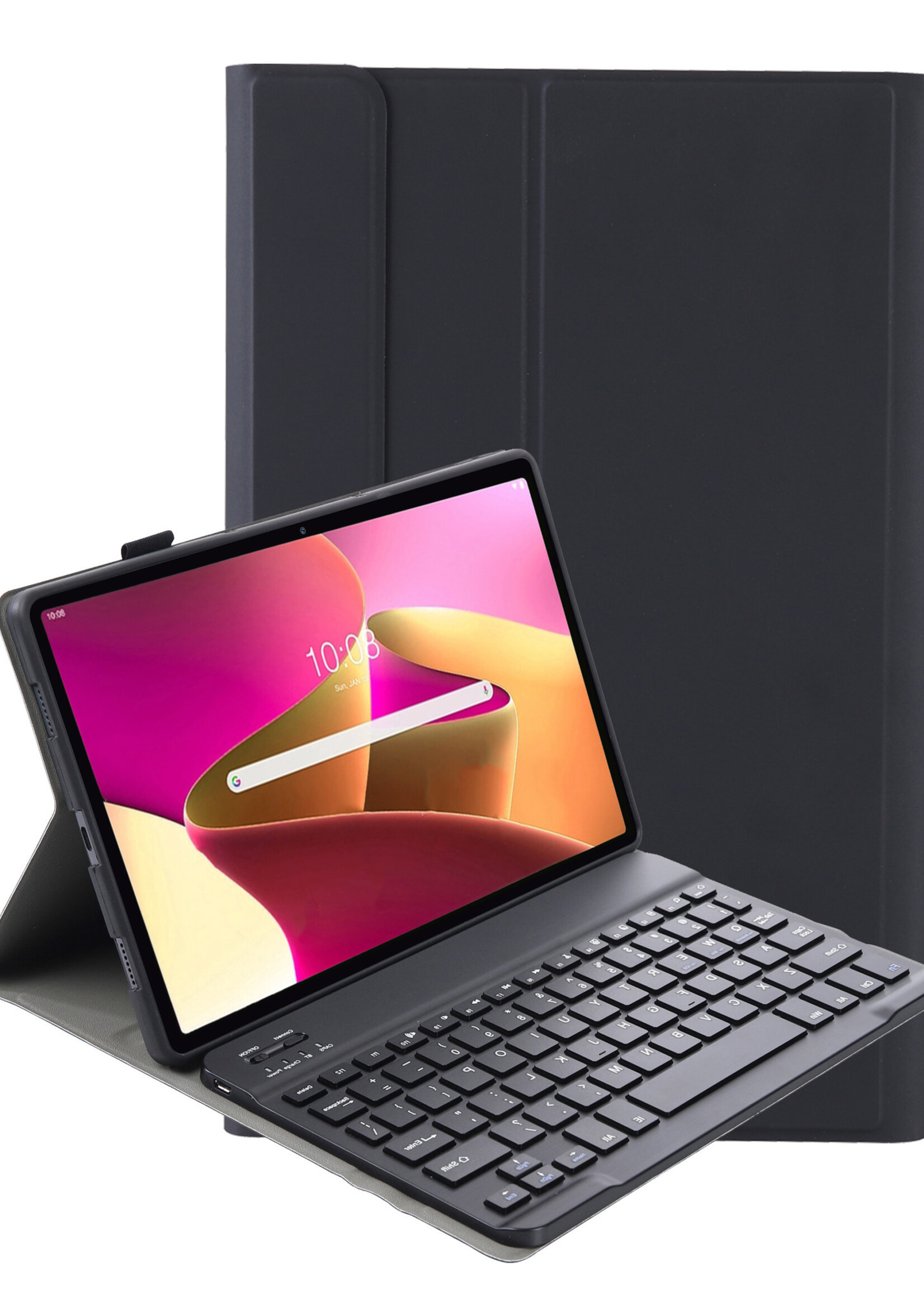 LUQ Hoes Geschikt voor Lenovo Tab M10 Plus 3rd Gen Hoes Keyboard Cover Toetsenbord Hoesje - Hoesje Geschikt voor Lenovo Tab M10 Plus (3e Gen) Toetsenbord Hoes - Zwart