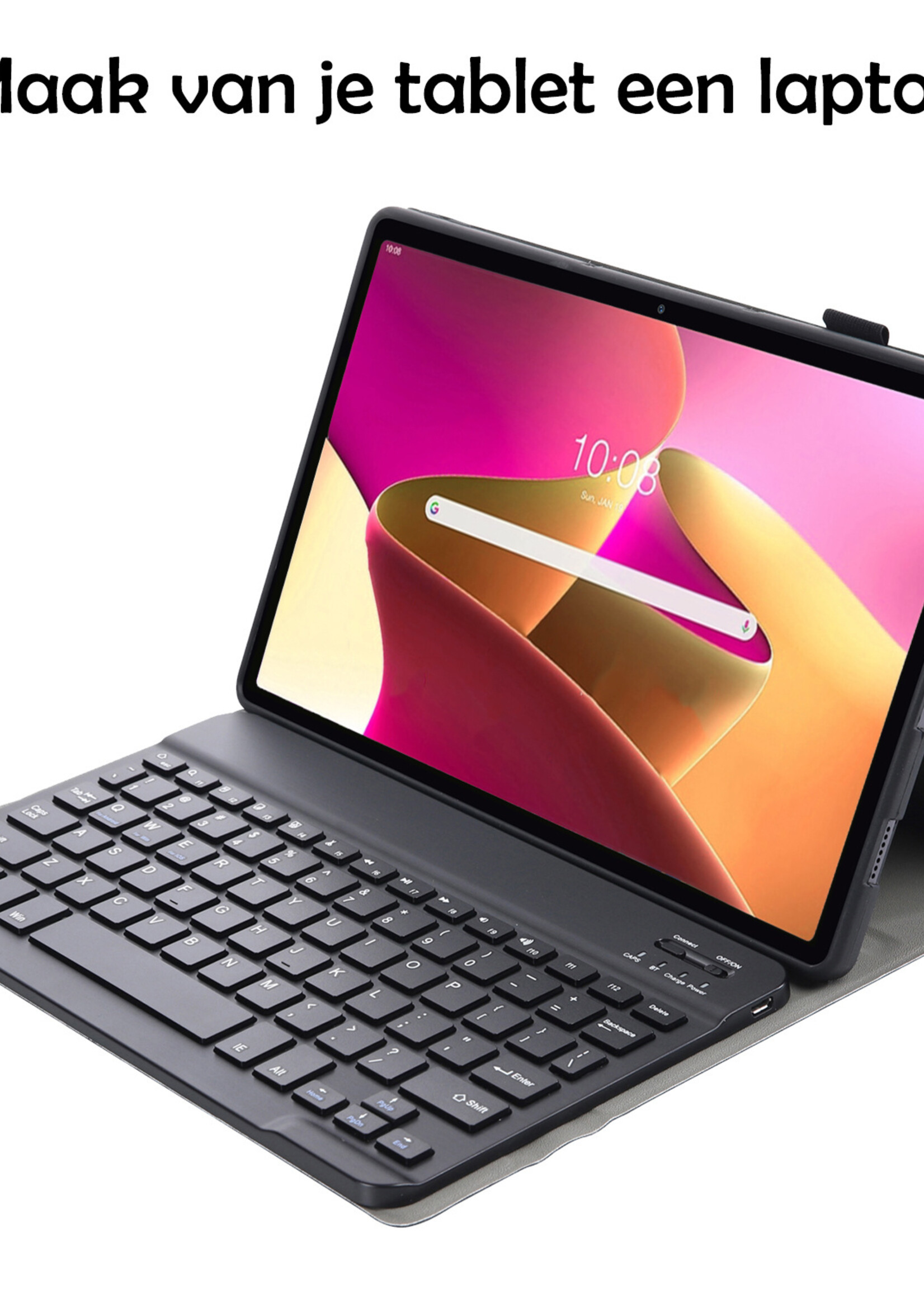LUQ Hoes Geschikt voor Lenovo Tab M10 Plus 3rd Gen Hoes Keyboard Cover Toetsenbord Hoesje Met Screenprotector - Hoesje Geschikt voor Lenovo Tab M10 Plus (3e Gen) Toetsenbord Hoes - Zwart