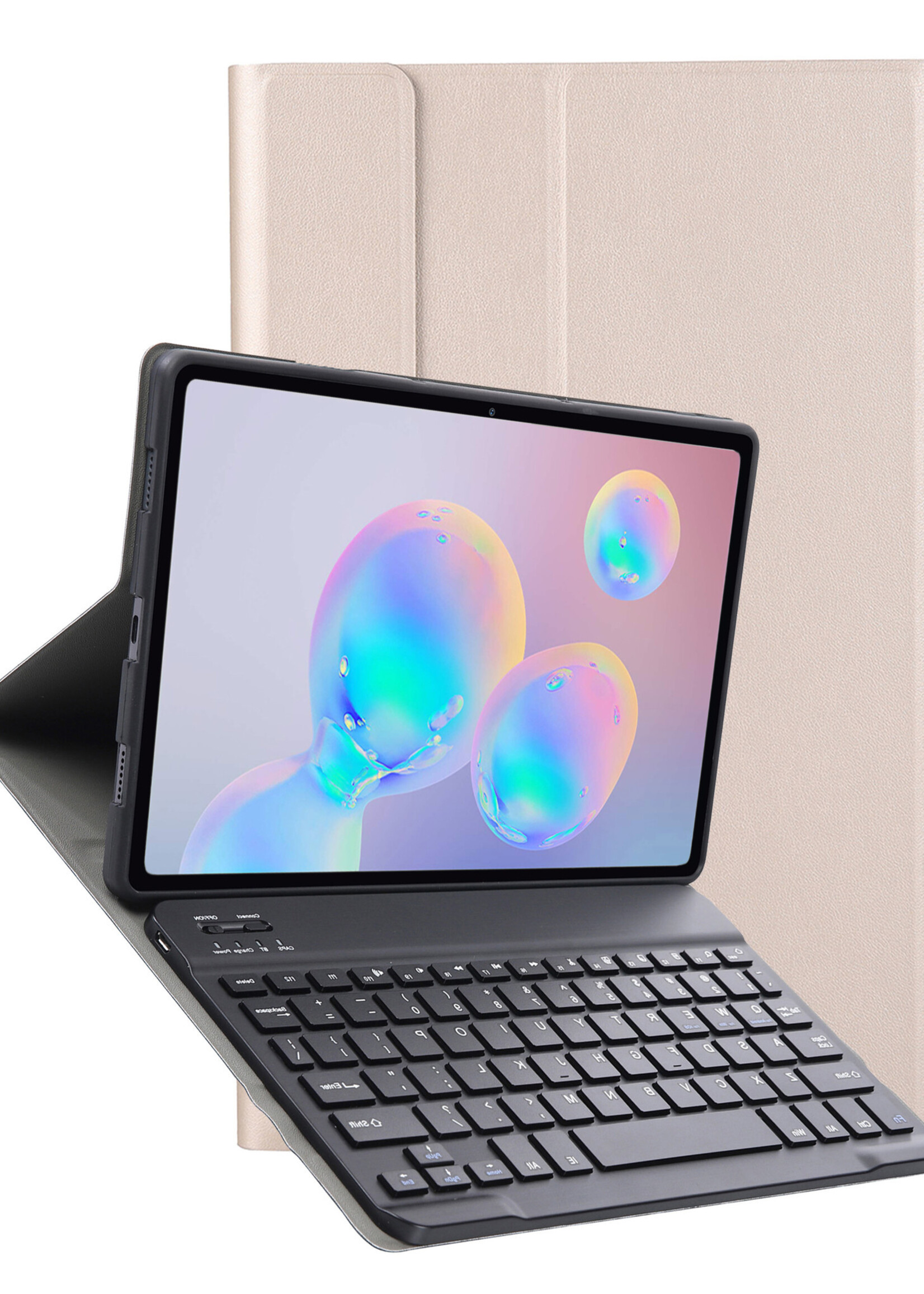 LUQ Hoes Geschikt voor Samsung Galaxy Tab S6 Lite Hoes Keyboard Cover Toetsenbord Hoesje - Hoesje Geschikt voor Samsung Tab S6 Lite Toetsenbord Hoes - Goud