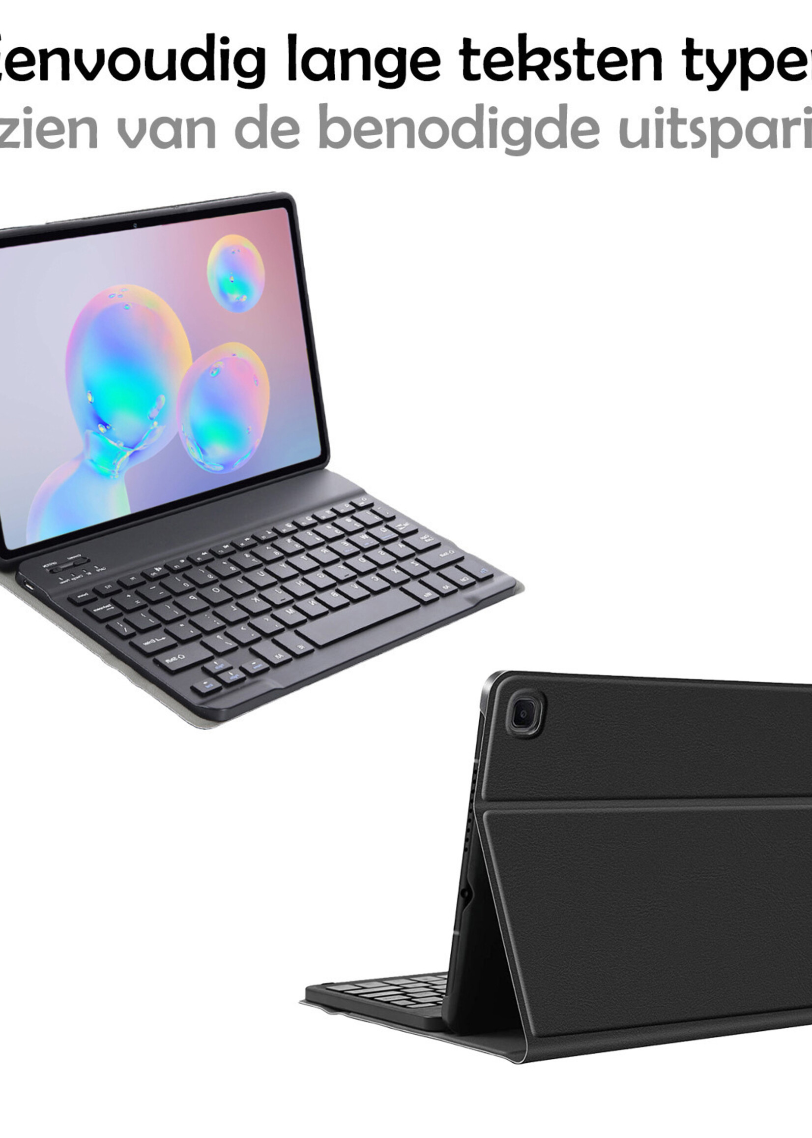 LUQ Hoes Geschikt voor Samsung Galaxy Tab S6 Lite Hoes Keyboard Cover Toetsenbord Hoesje - Hoesje Geschikt voor Samsung Tab S6 Lite Toetsenbord Hoes - Zwart