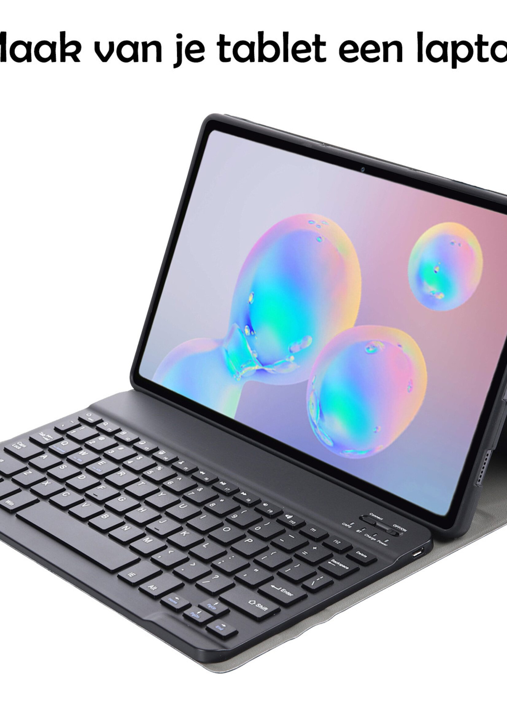 LUQ Hoes Geschikt voor Samsung Galaxy Tab S6 Lite Hoes Keyboard Cover Toetsenbord Hoesje - Hoesje Geschikt voor Samsung Tab S6 Lite Toetsenbord Hoes - Zwart