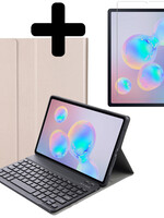 LUQ LUQ Samsung Galaxy Tab S6 Lite Toetsenbordhoes Met Screenprotector - Goud
