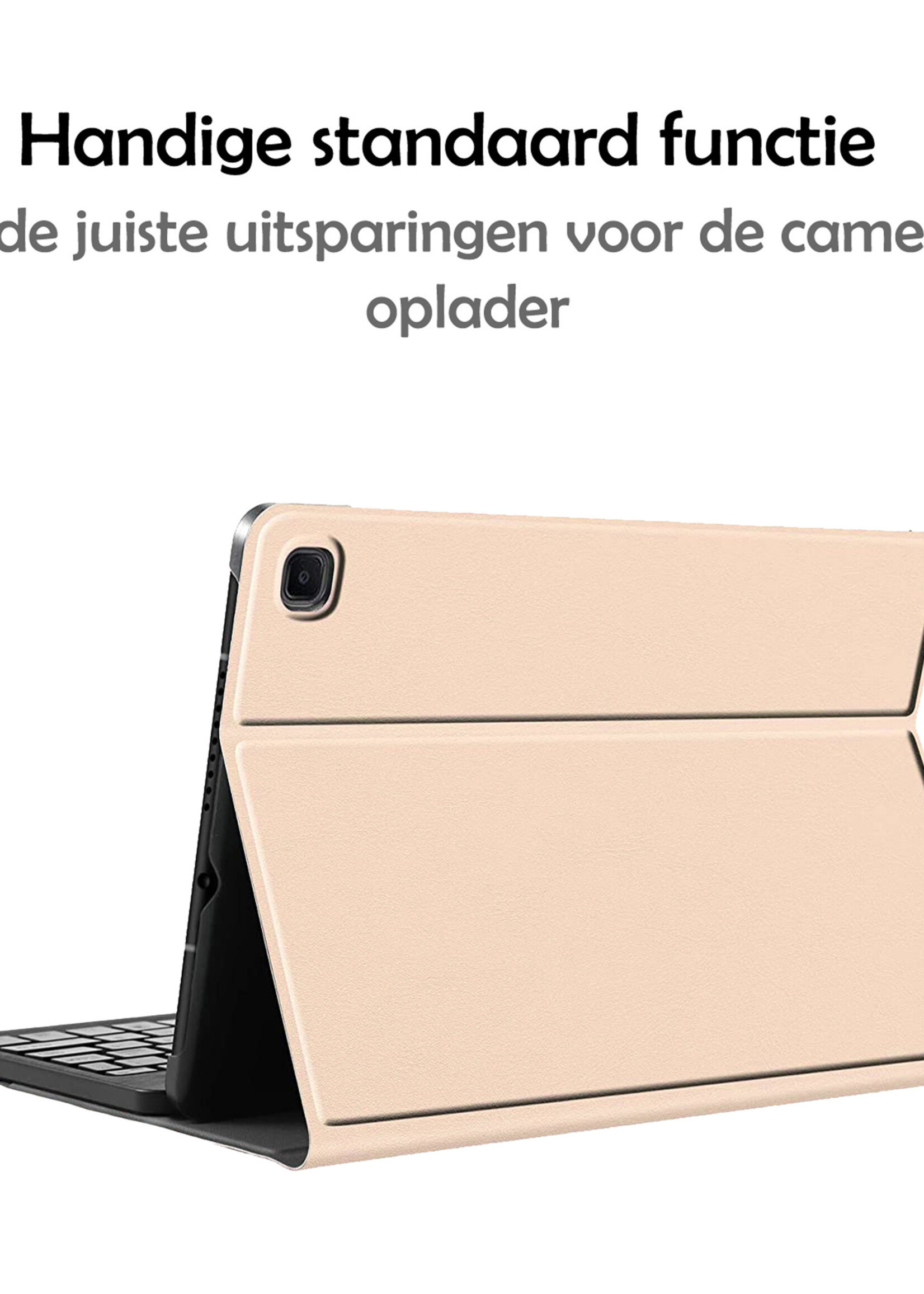 LUQ Hoes Geschikt voor Samsung Galaxy Tab S6 Lite Hoes Keyboard Cover Toetsenbord Hoesje Met Screenprotector - Hoesje Geschikt voor Samsung Tab S6 Lite Toetsenbord Hoes - Goud