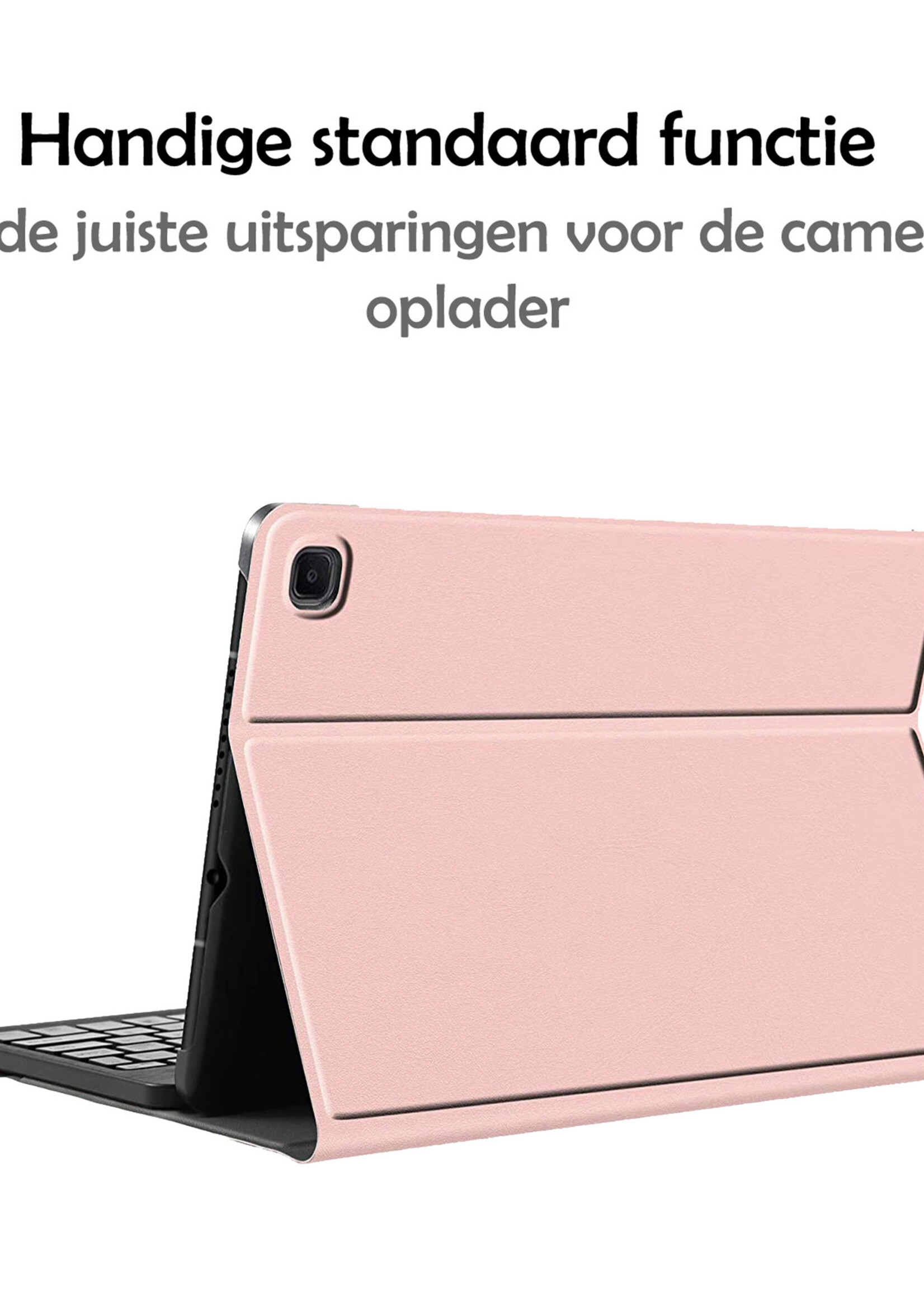 LUQ Hoes Geschikt voor Samsung Galaxy Tab S6 Lite Hoes Keyboard Cover Toetsenbord Hoesje Met Screenprotector - Hoesje Geschikt voor Samsung Tab S6 Lite Toetsenbord Hoes - Rosé goud