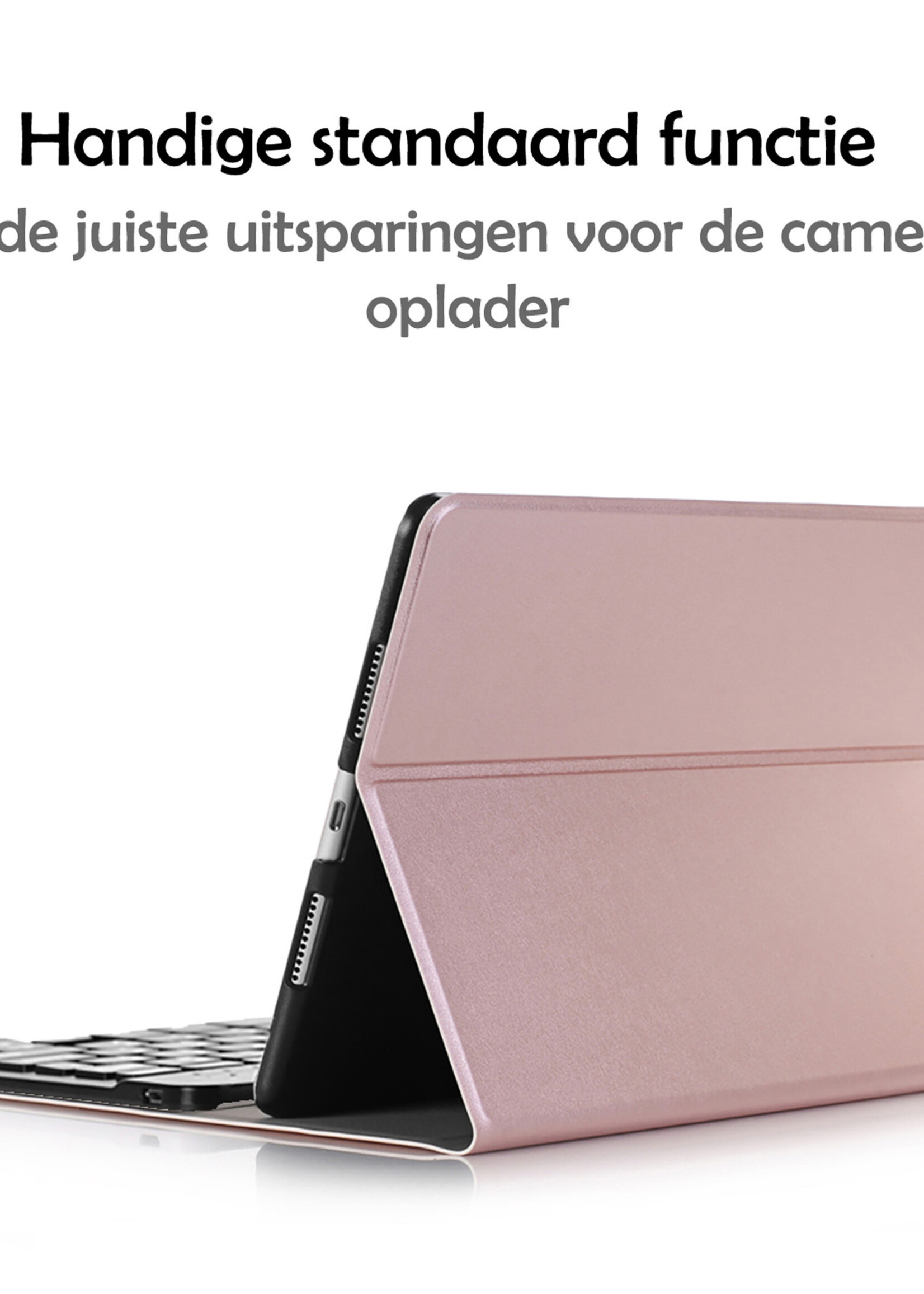 LUQ Hoes Geschikt voor iPad 10.2 2019 Hoes Keyboard Cover Toetsenbord Hoesje - Hoesje Geschikt voor iPad 7 Toetsenbord Hoes - Rosé goud