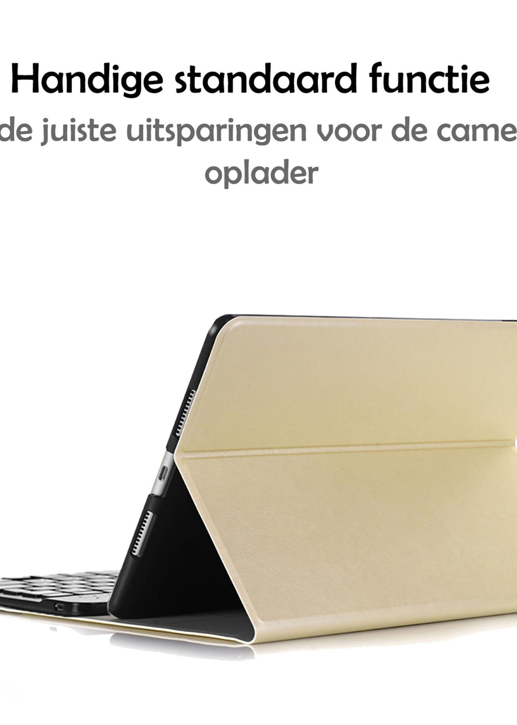 LUQ Hoes Geschikt voor iPad 10.2 2020 Hoes Keyboard Cover Toetsenbord Hoesje - Hoesje Geschikt voor iPad 8 Toetsenbord Hoes - Goud
