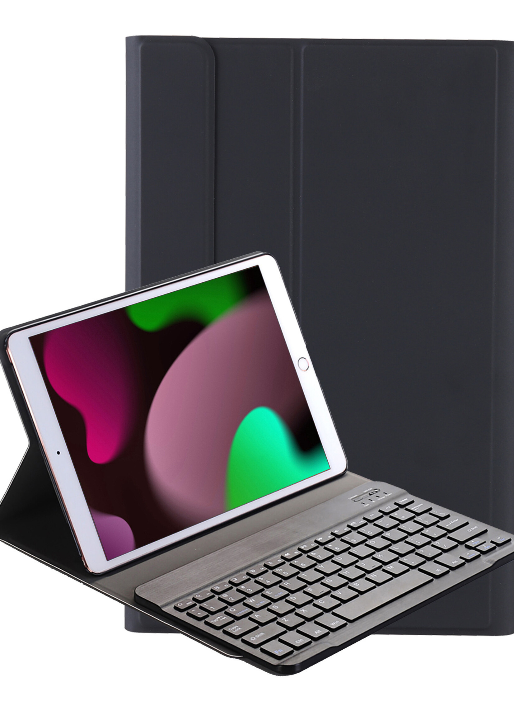 LUQ Hoes Geschikt voor iPad 10.2 2020 Hoes Keyboard Cover Toetsenbord Hoesje - Hoesje Geschikt voor iPad 8 Toetsenbord Hoes - Zwart