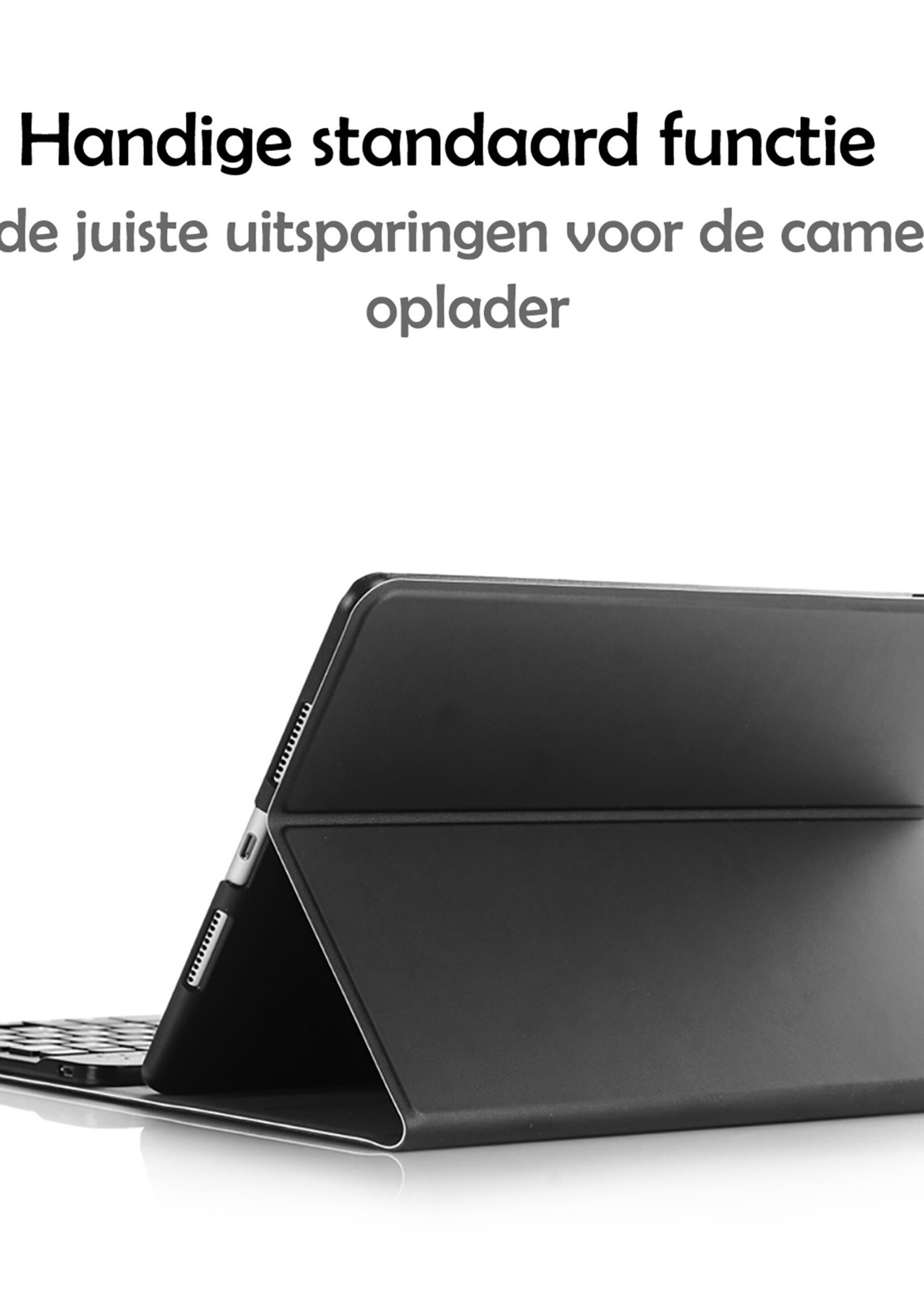 LUQ Hoes Geschikt voor iPad 10.2 2020 Hoes Keyboard Cover Toetsenbord Hoesje - Hoesje Geschikt voor iPad 8 Toetsenbord Hoes - Zwart