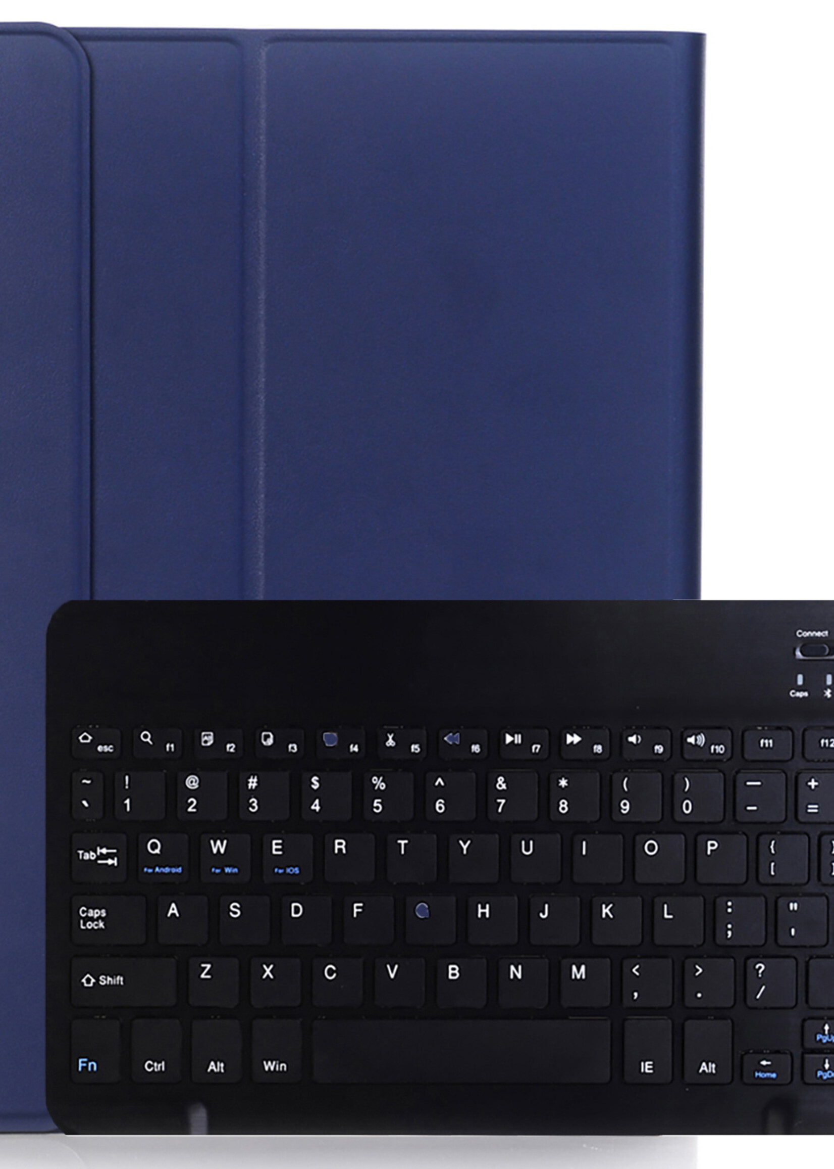 LUQ Hoes Geschikt voor iPad 10.2 2020 Hoes Keyboard Cover Toetsenbord Hoesje Met Screenprotector - Hoesje Geschikt voor iPad 8 Toetsenbord Hoes - Donkerblauw